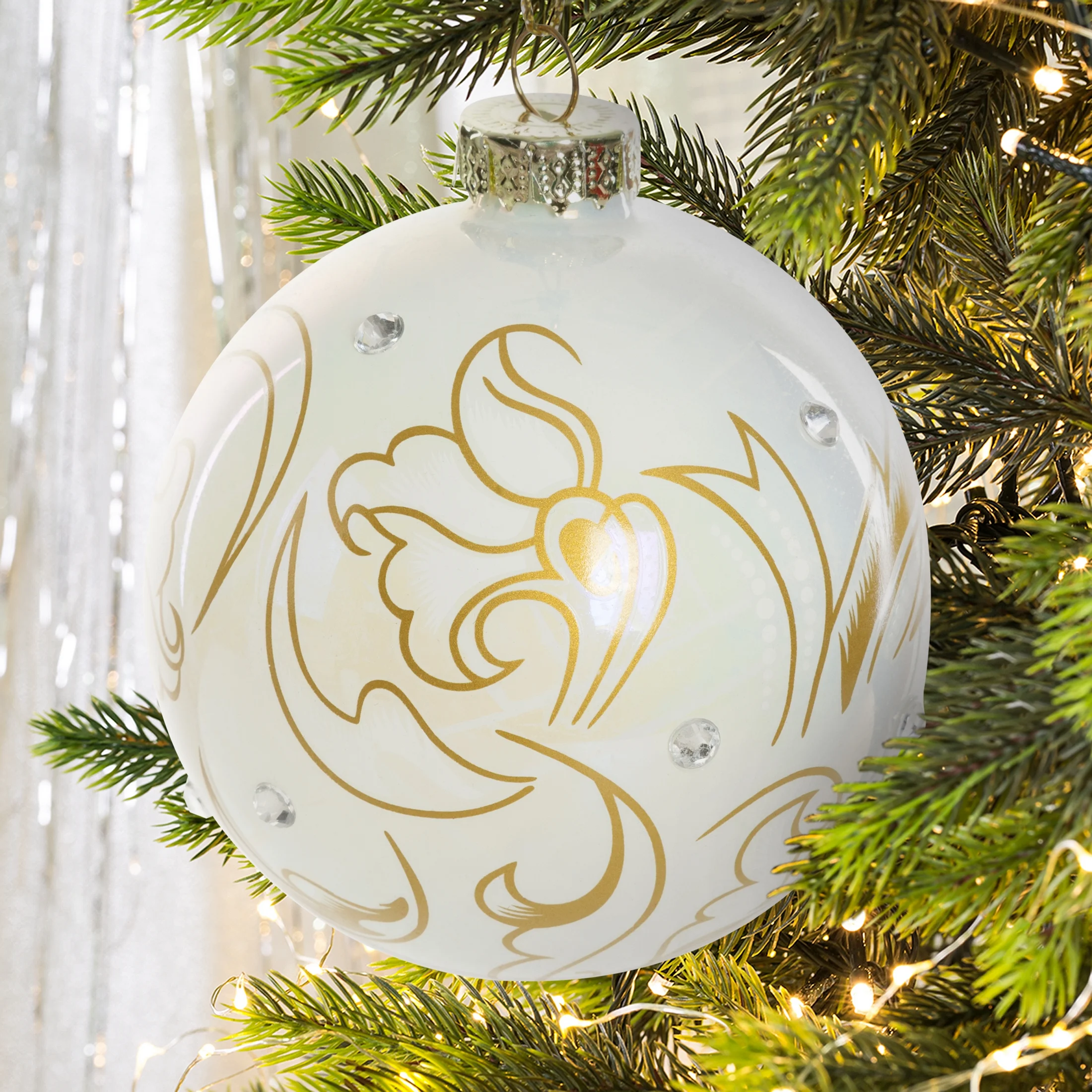 Szklana bombka choinkowa ręcznie zdobiona | eurofirany