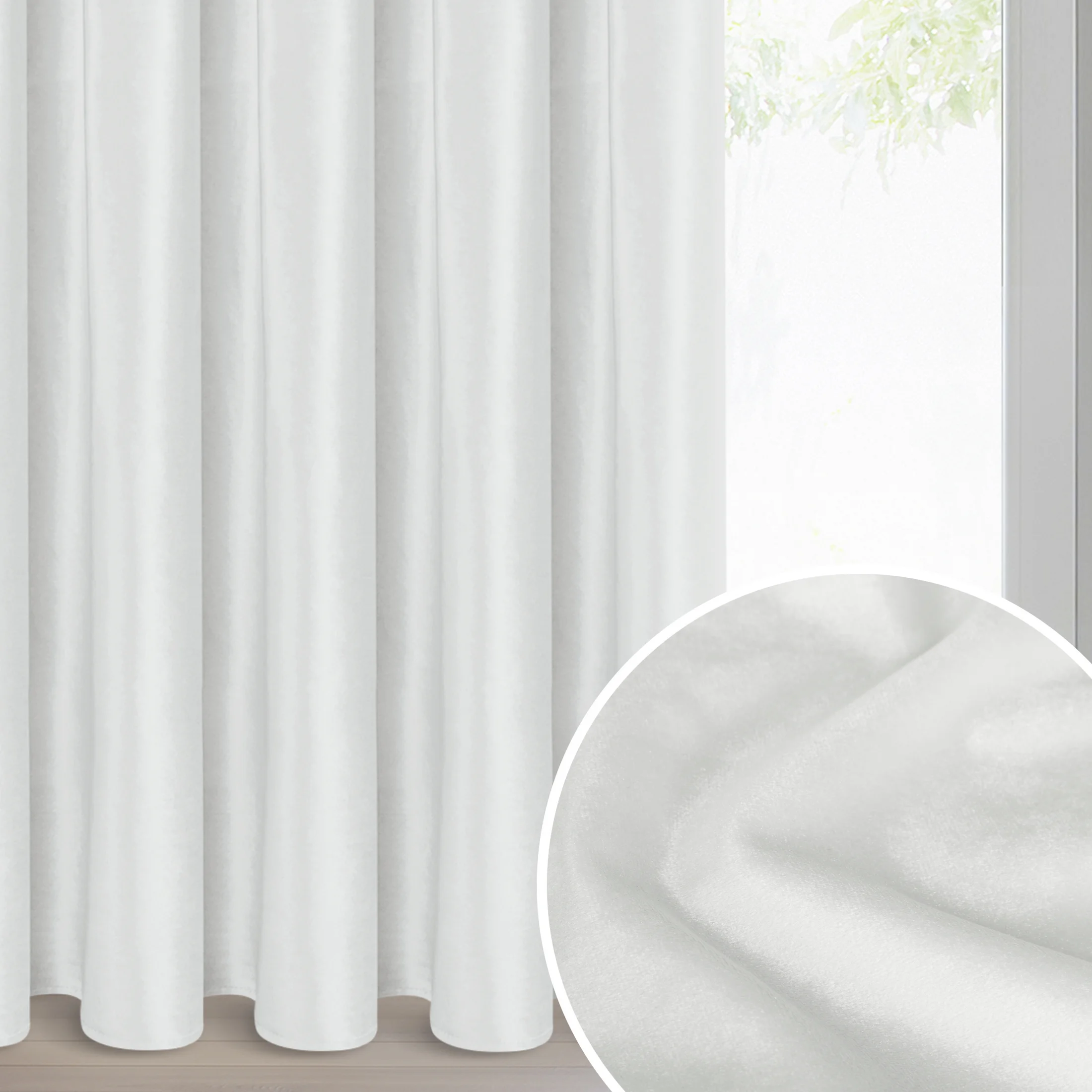 Zasłona biała z błyszczącego welwetu 140x270 cm taśma - CAMERON | eurofirany