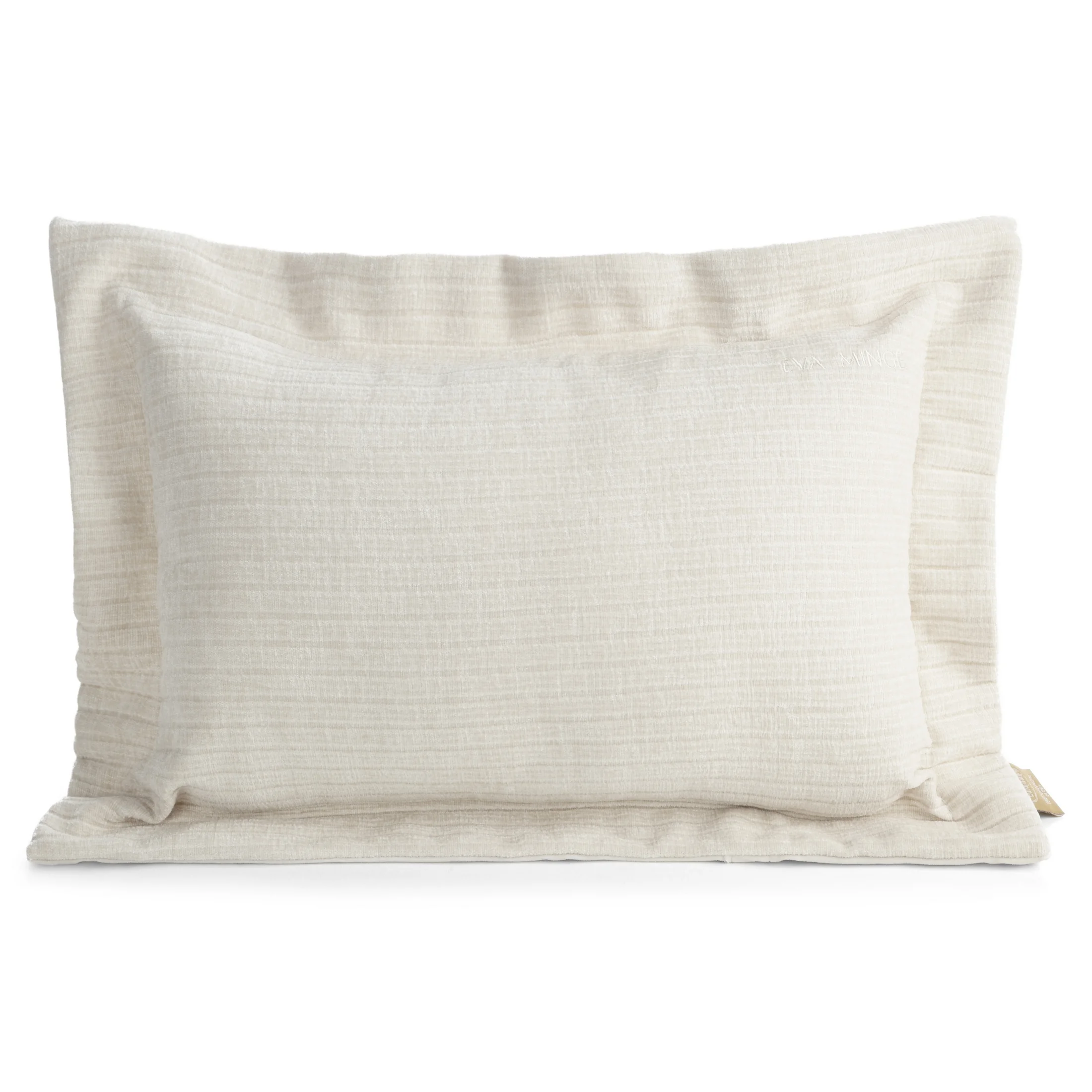 Poszewka na poduszkę 40x60 cm z szenilowej tkaniny kremowa w drobne prążki Eva Minge Elegante | eurofirany