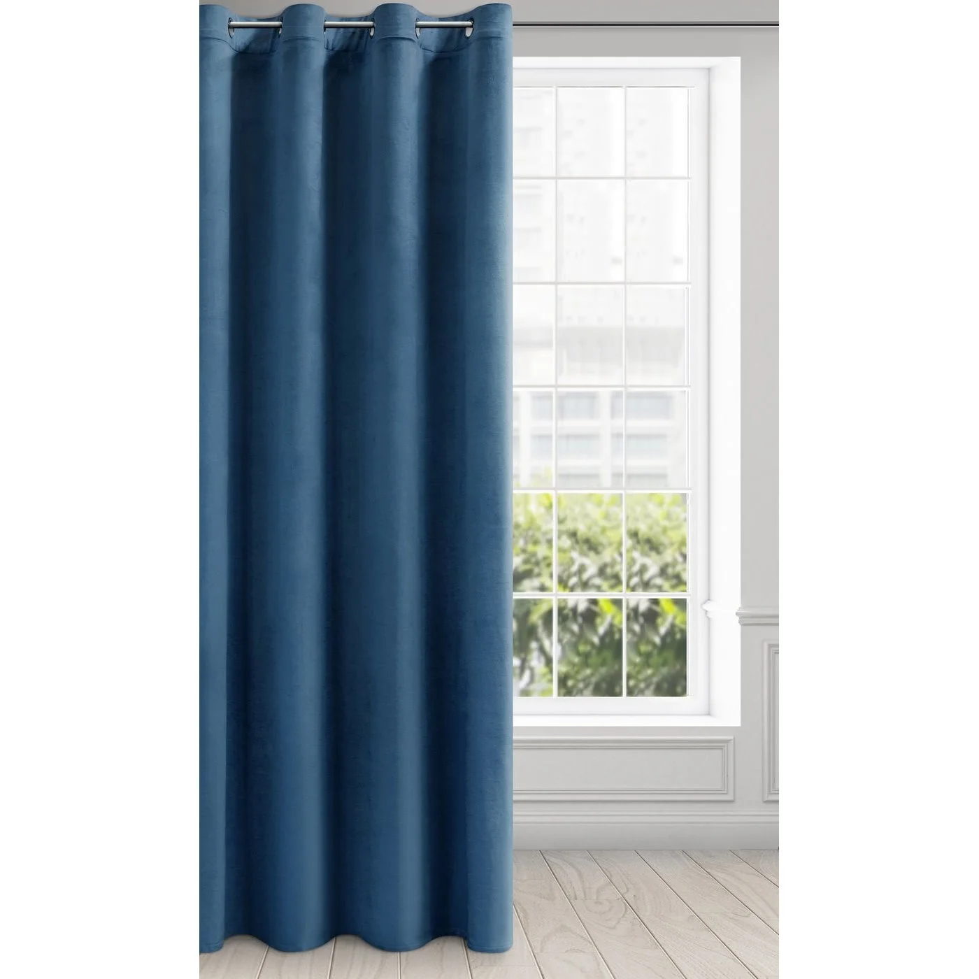 Komplet 2 szt. zasłon granatowych z welwetowej tkaniny 140x250 cm przelotki - DARLA