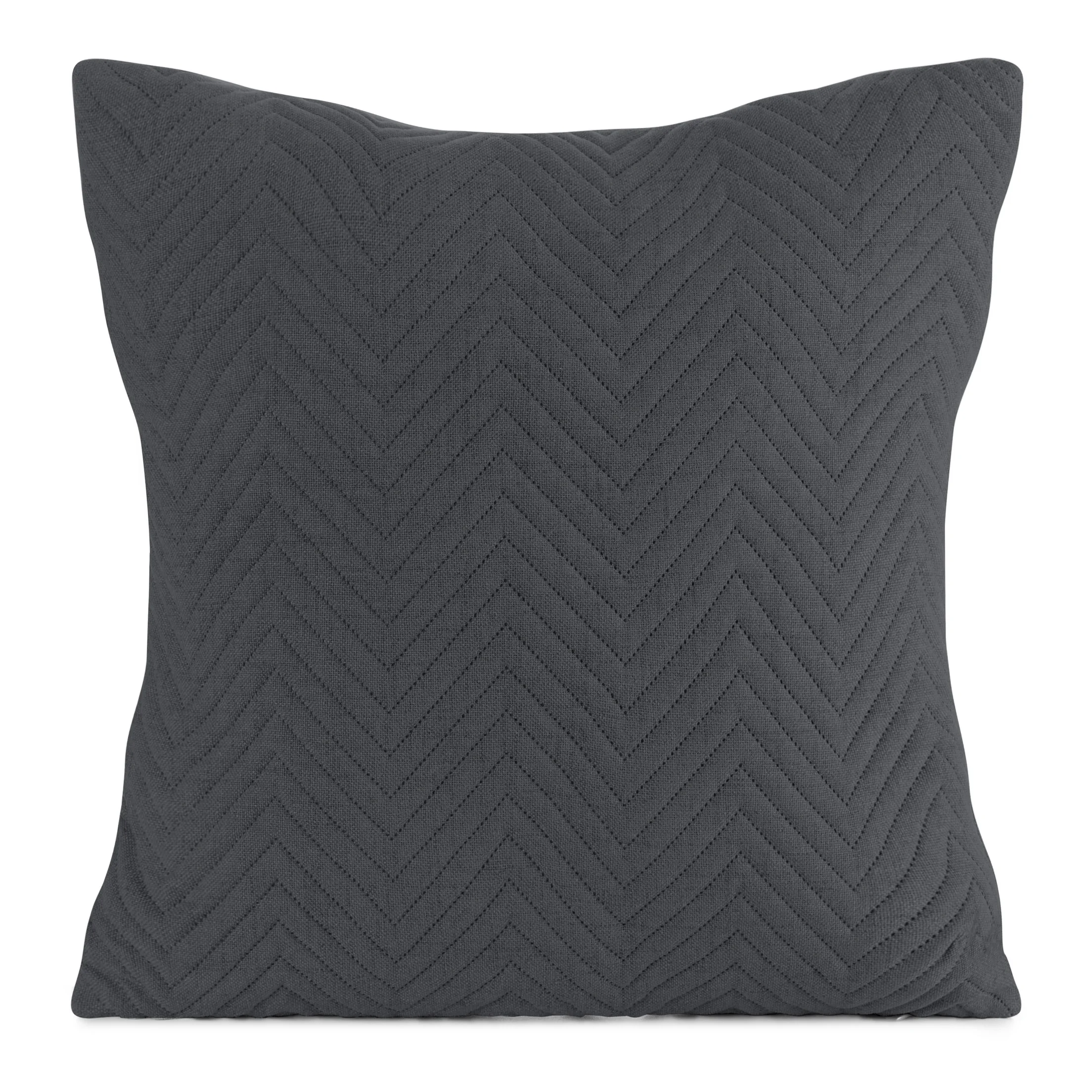 Poszewka na poduszkę 45x45 cm o strukturze lnu pikowana metodą hot press w wzór jodełki grafitowa LEN Eurofirany Premium | eurofirany