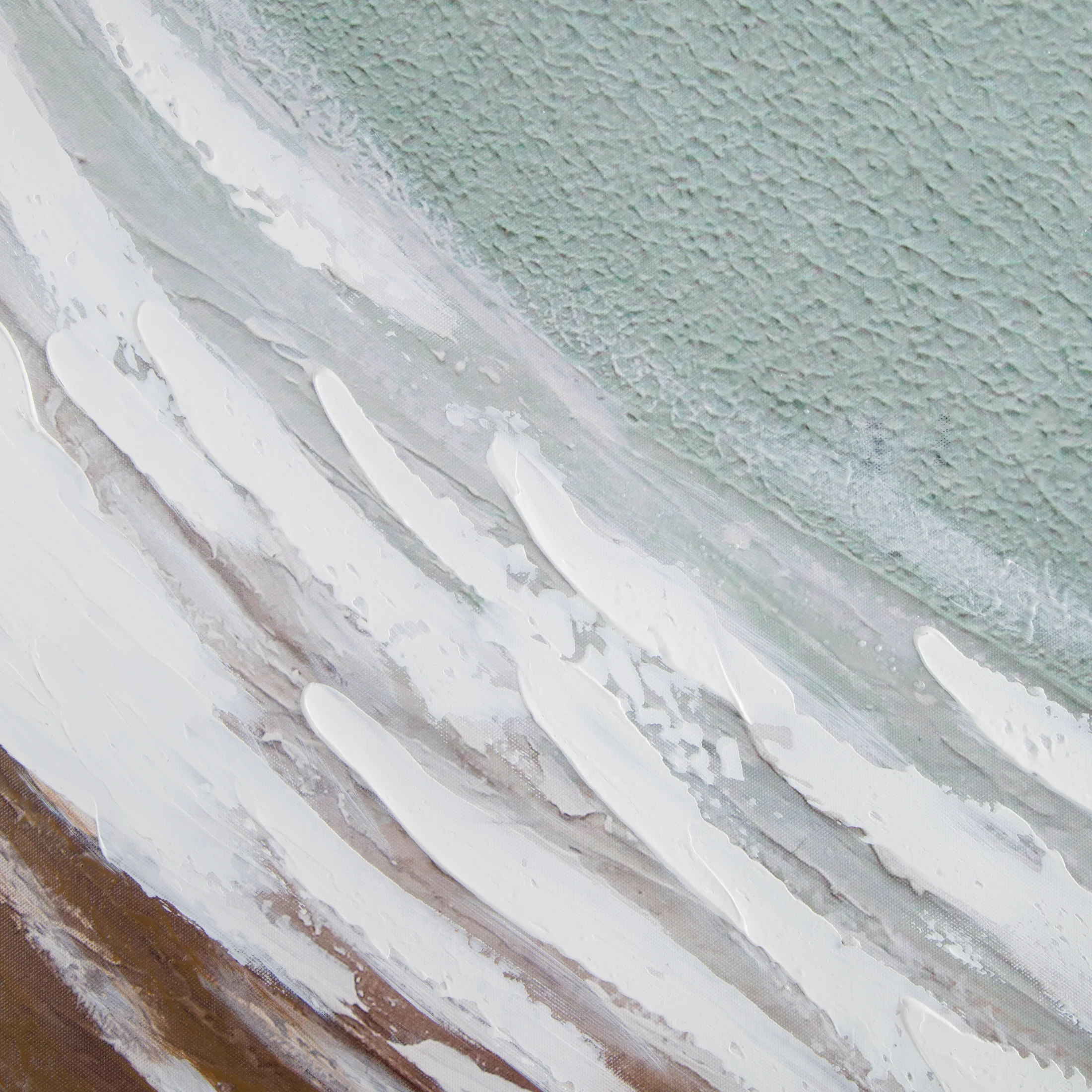 Obraz abstrakcja miętowo, biały ręcznie malowany na płótnie 70x100 cm WELLING 2