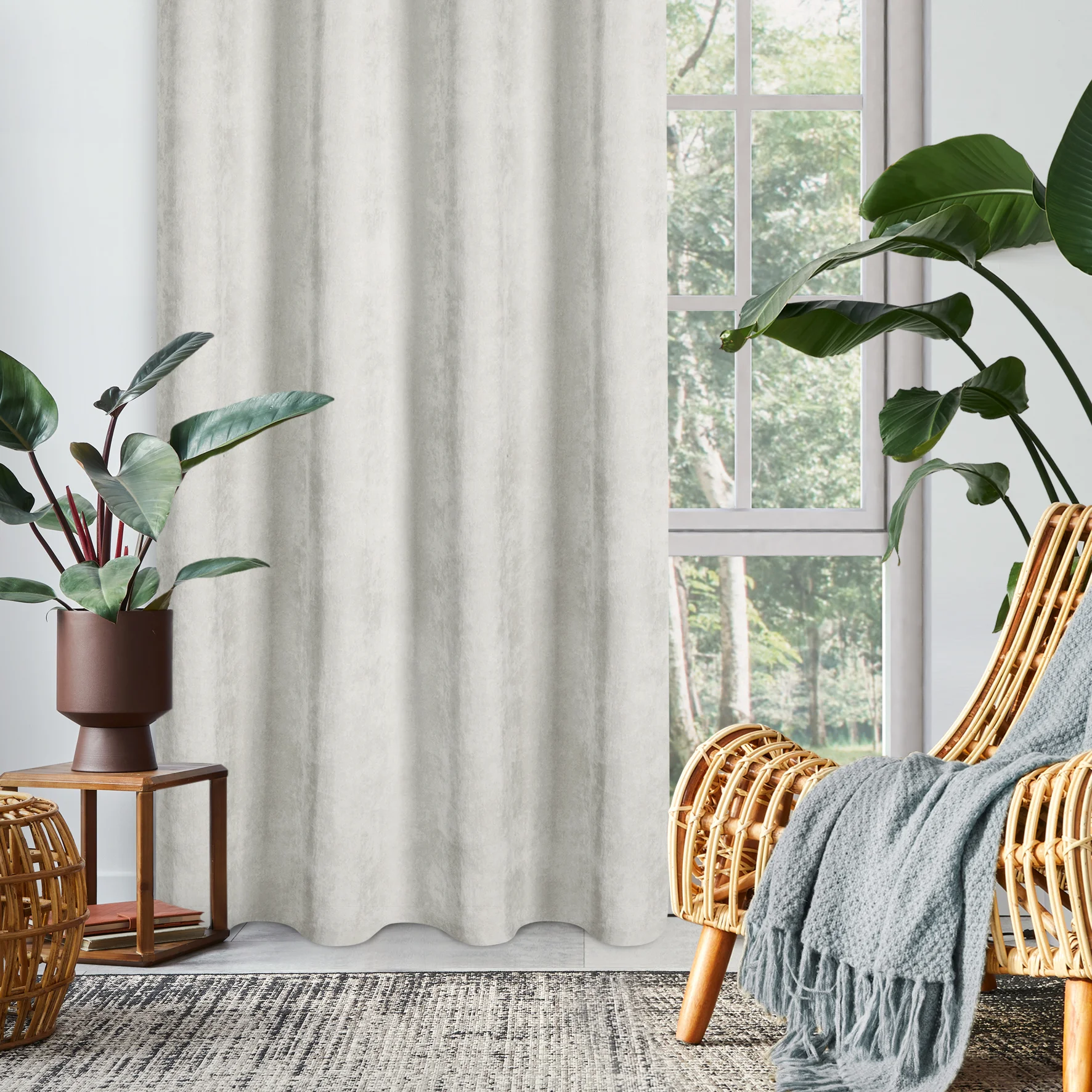 Zasłona beżowa o strukturze sztruksu 140x250 przelotka - JULIE | eurofirany