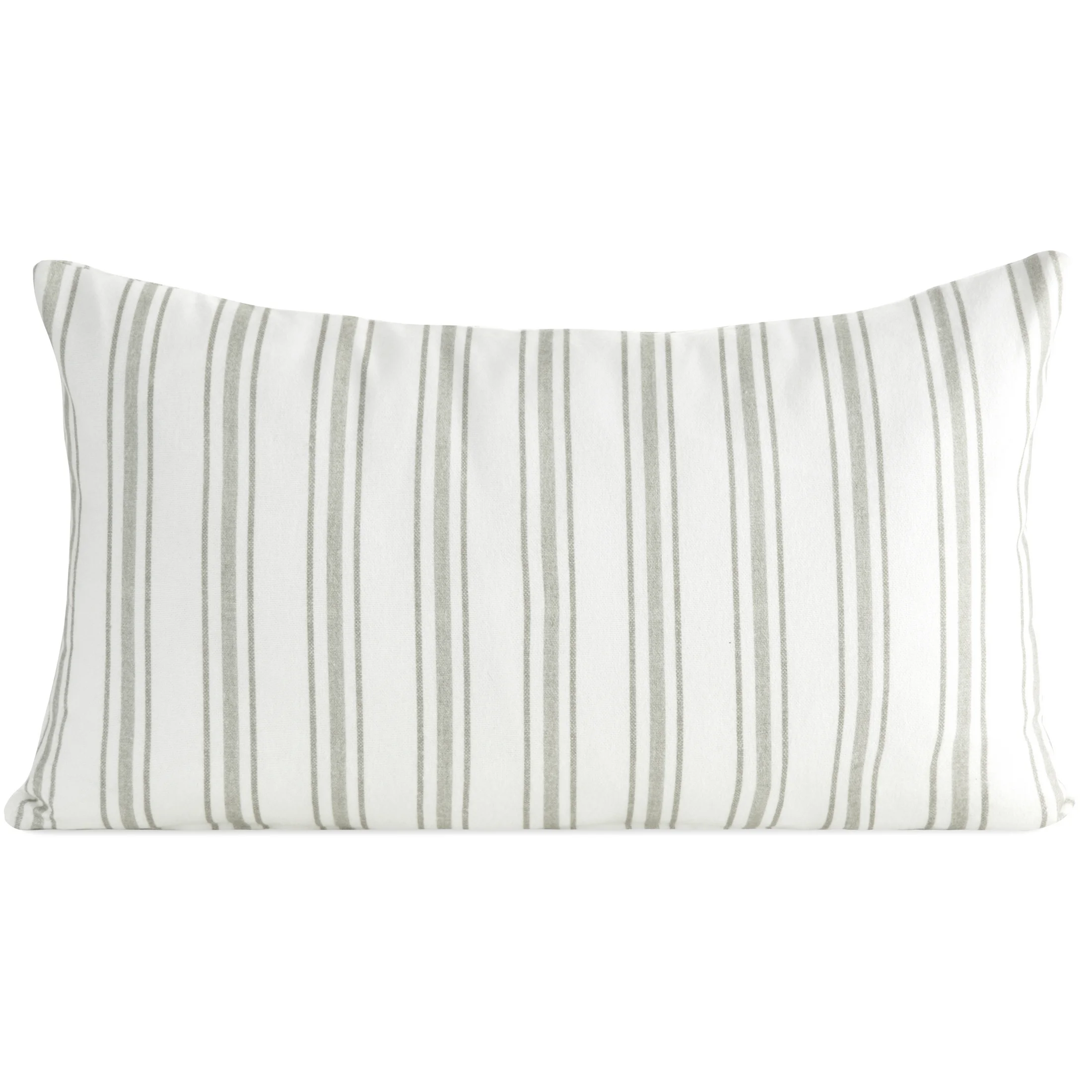Poszewka na poduszkę 30x50 cm bawełniana z dodatkiem lnu zdobiona subtelnym nadrukiem pasów kremowo, popielata LEN | eurofirany