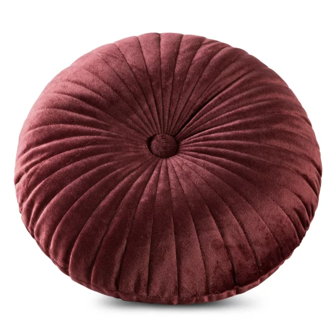 Poduszka okrągła średnica 40 cm welwetowa bordowa pikowana VELVET 68