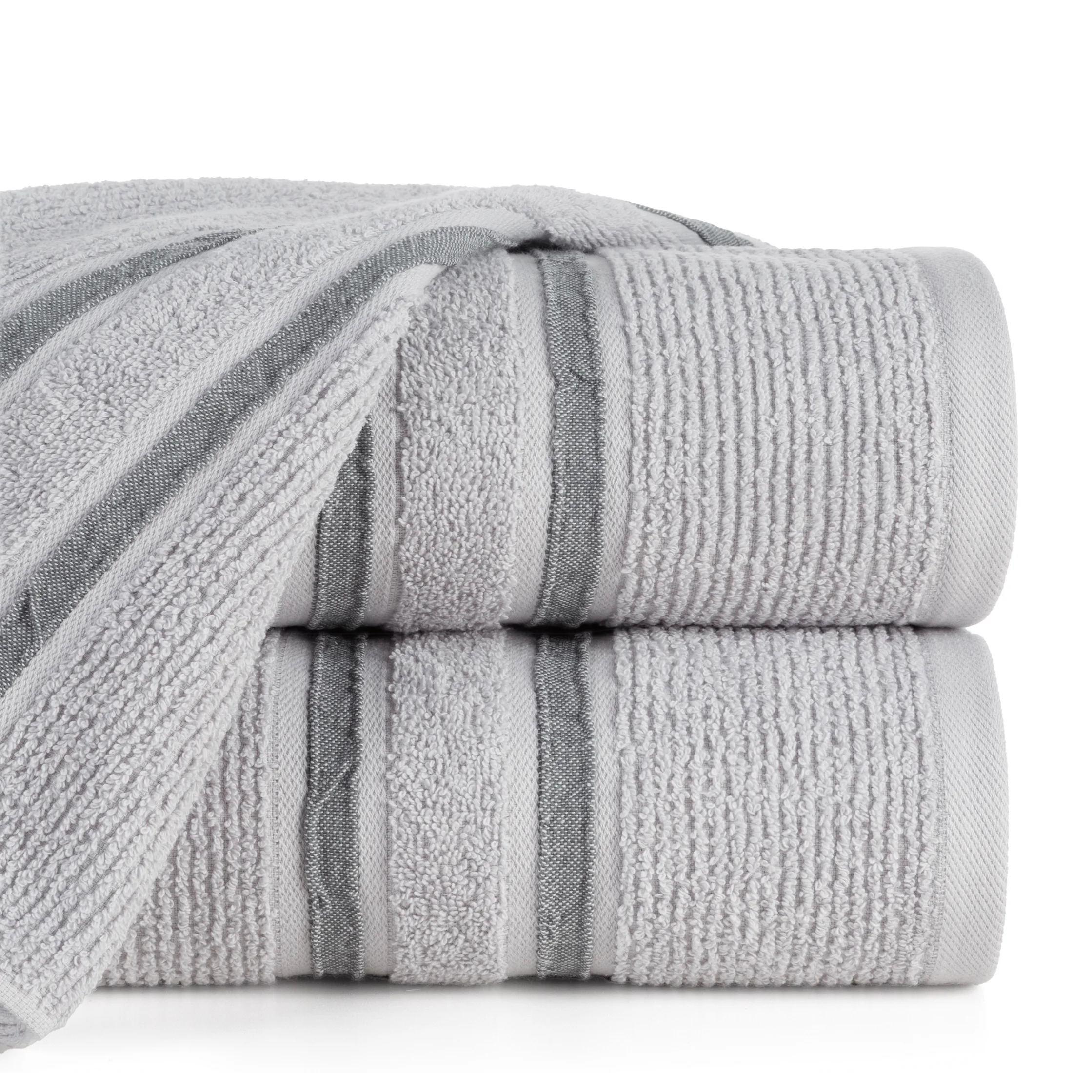 Ręcznik do rąk 30x50 cm bawełniany kolor srebrny w kontrastujące pasy 500 g/m2 DINA