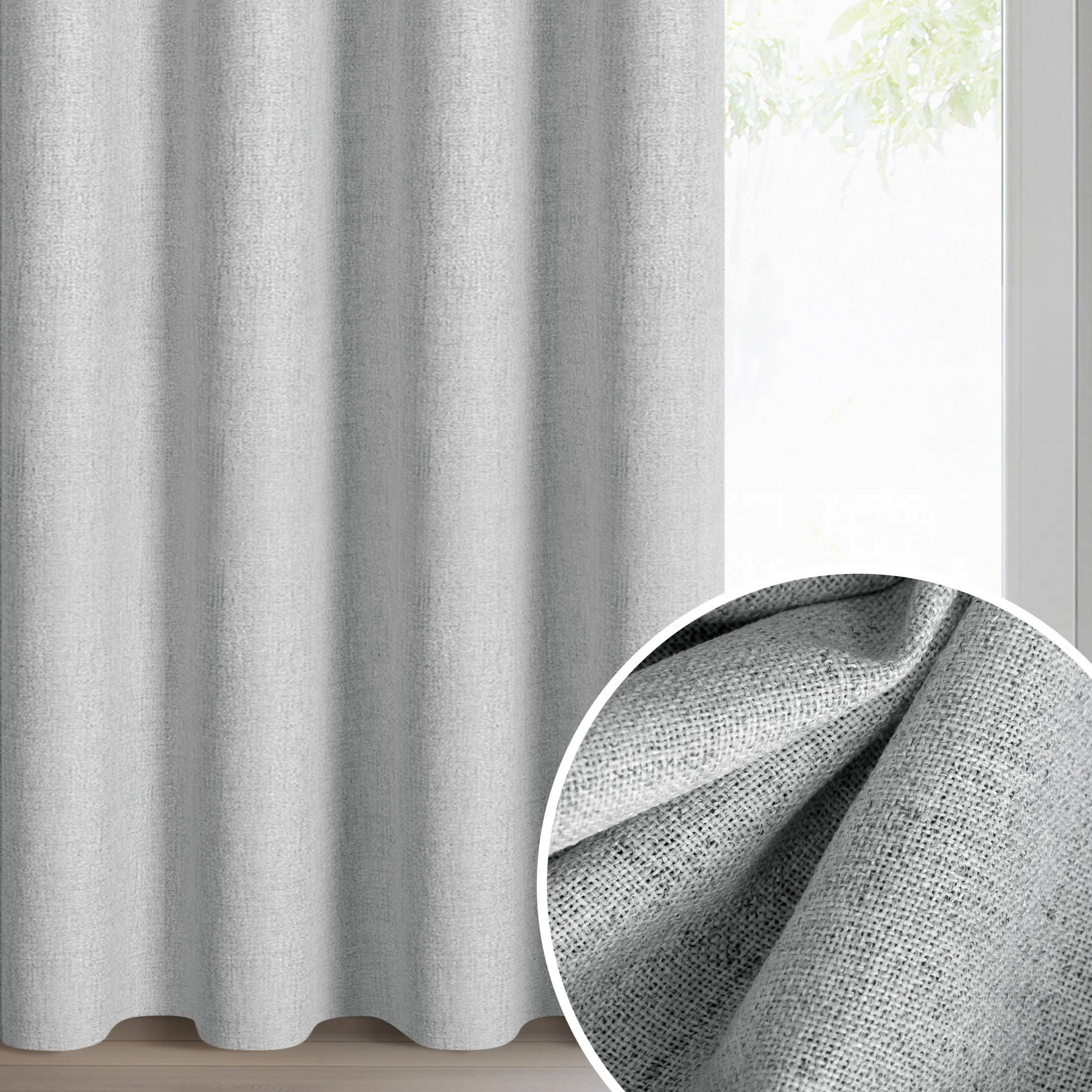 Zasłona srebrna z matowej tkaniny 140x250 cm przelotka - LINDA | eurofirany