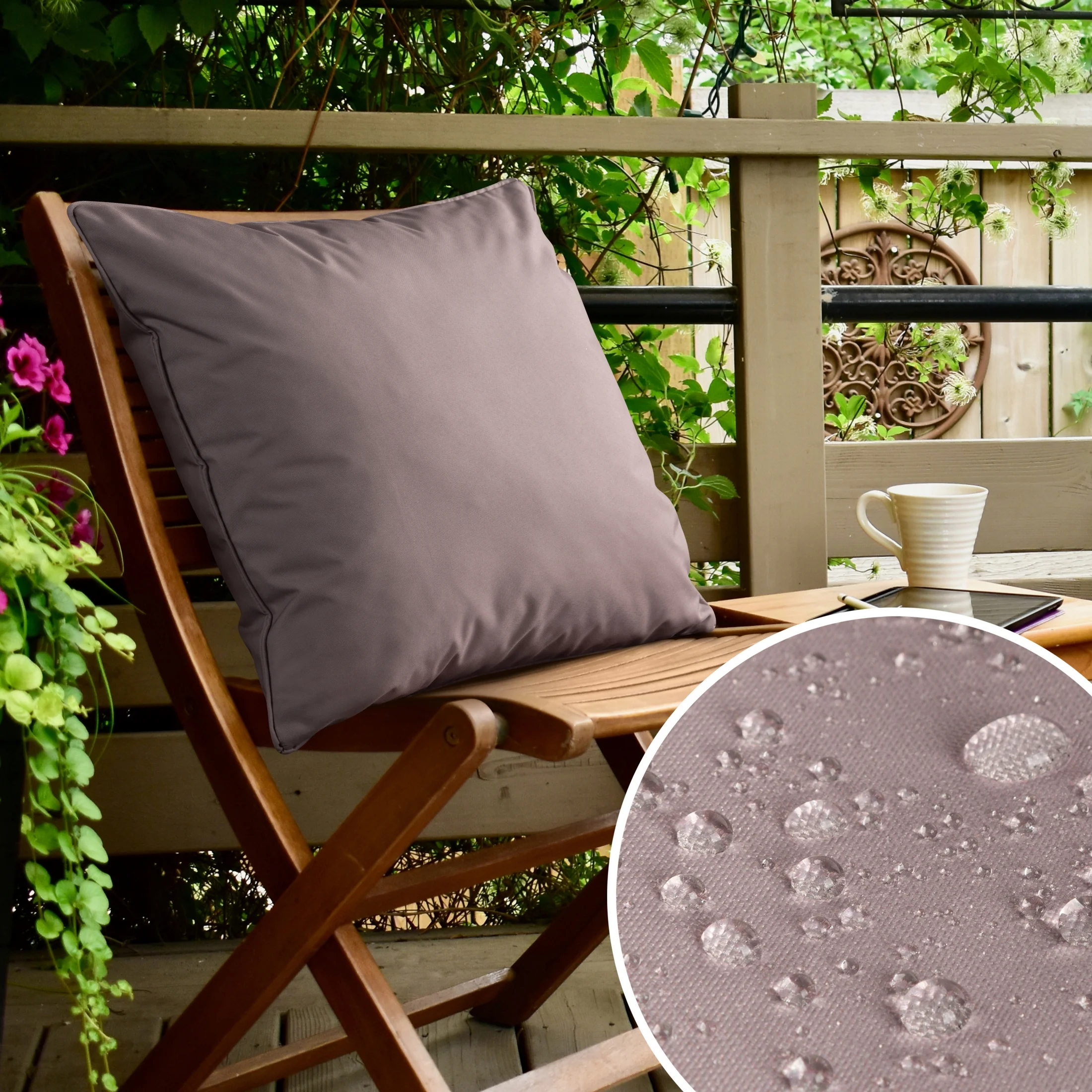 Poszewka na poduszkę 45x45 cm z gładkiej tkaniny wodoodpornej pudrowo różowa idealna do ogrodu i na taras GARDEN 5 |