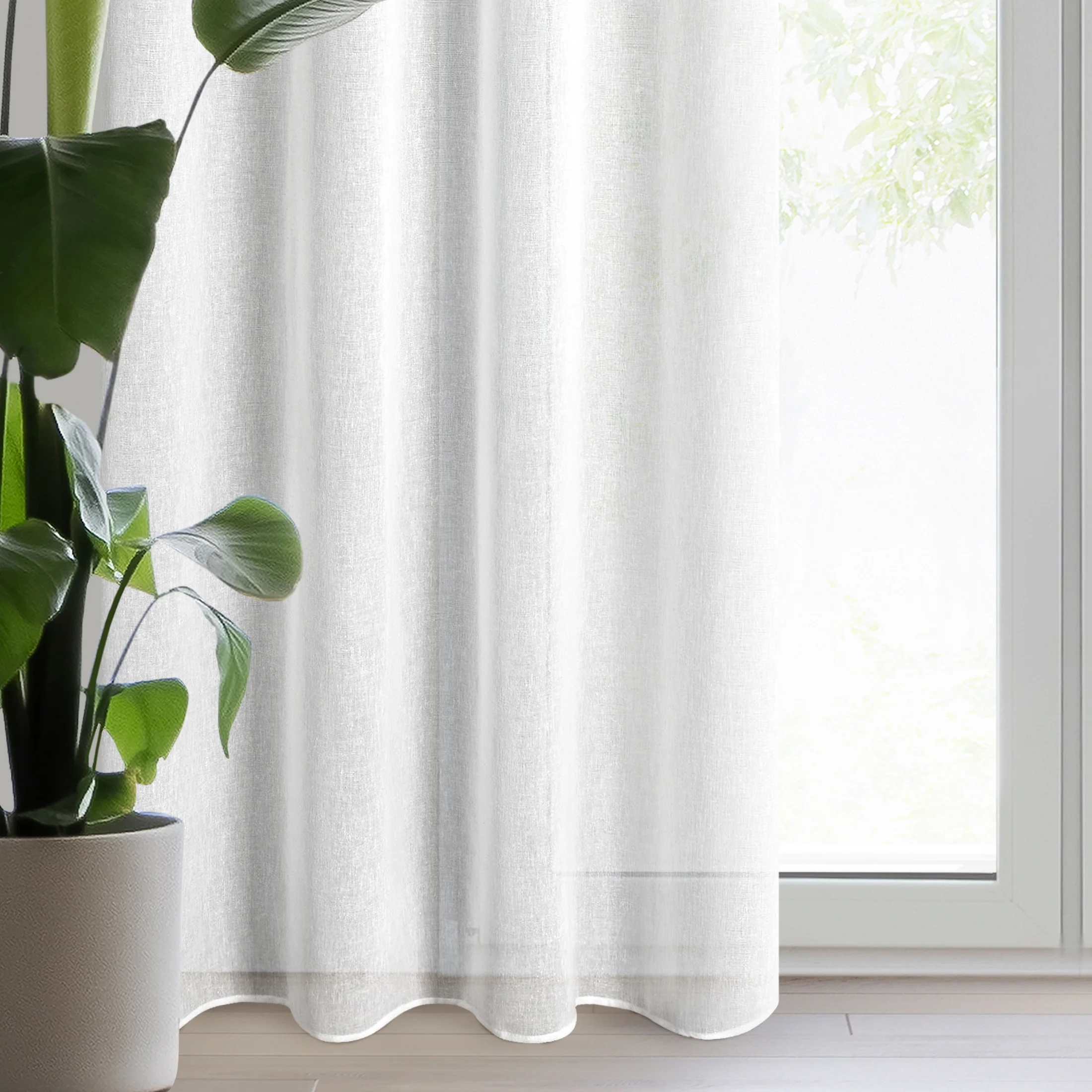 Dekoracja okienna biała z błyszczącą nicią 140x250 cm przelotka VESTA | eurofirany