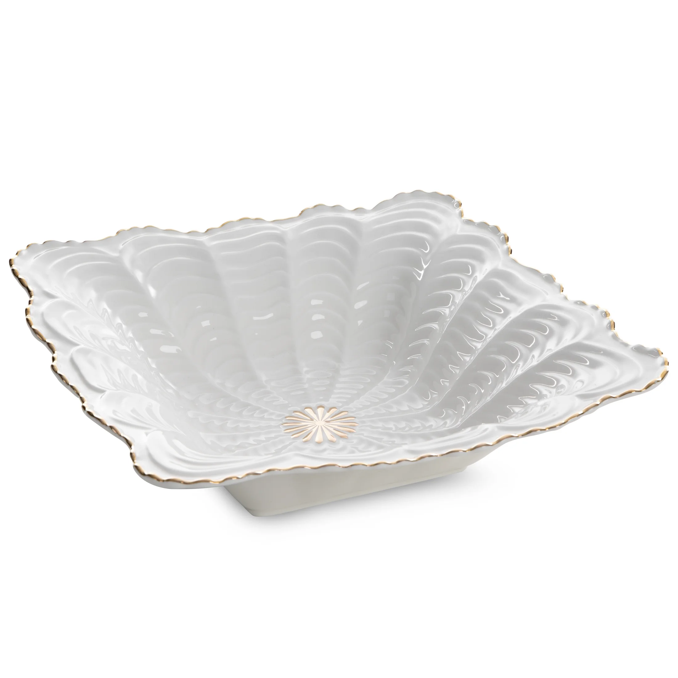 Misa ceramiczna GAIA zdobiona wypukłym wzorem i złotymi akcentami