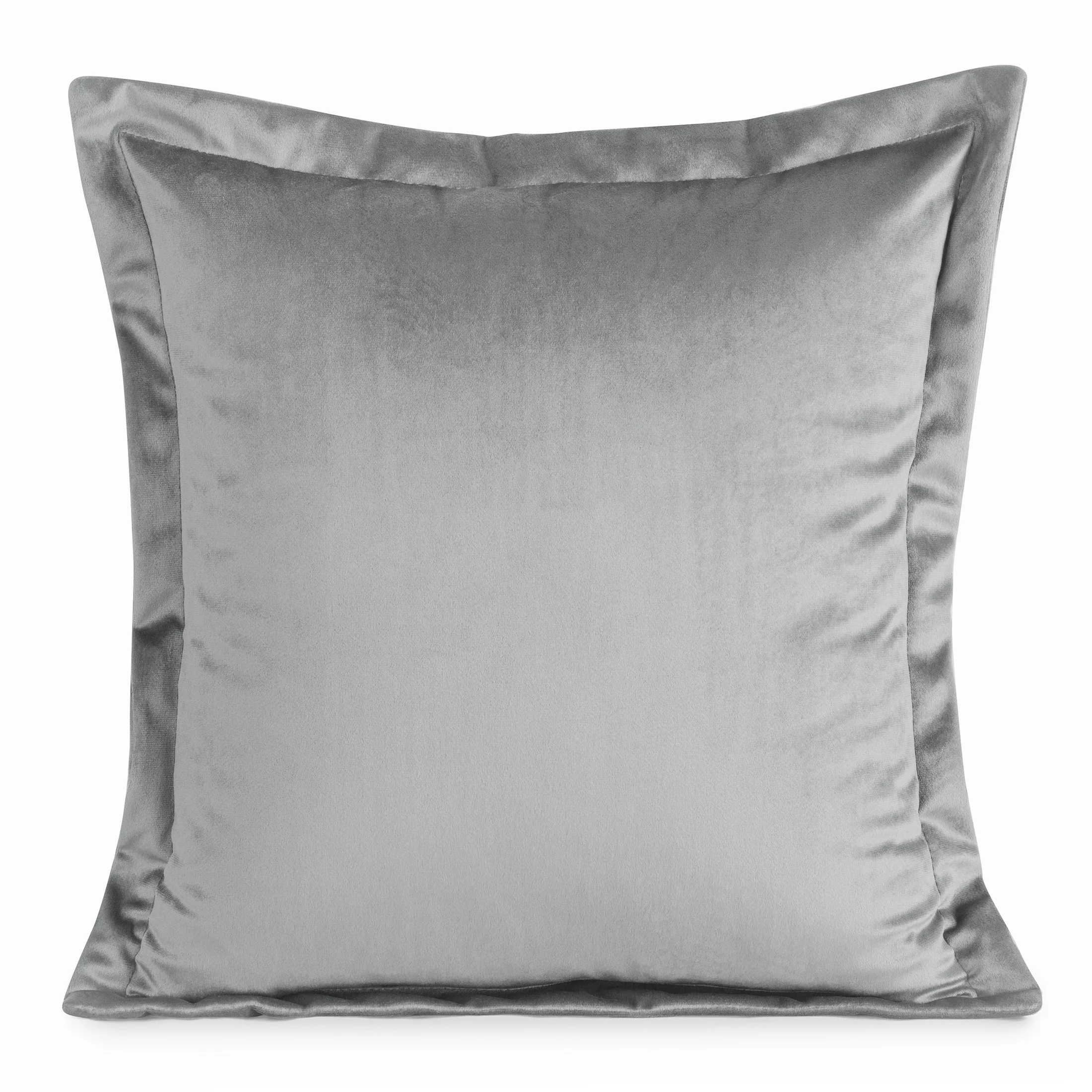 Poszewka na poduszkę 45x45 cm welwetowa stalowa z ozdobnymi brzegami RIA Diva Line | eurofirany