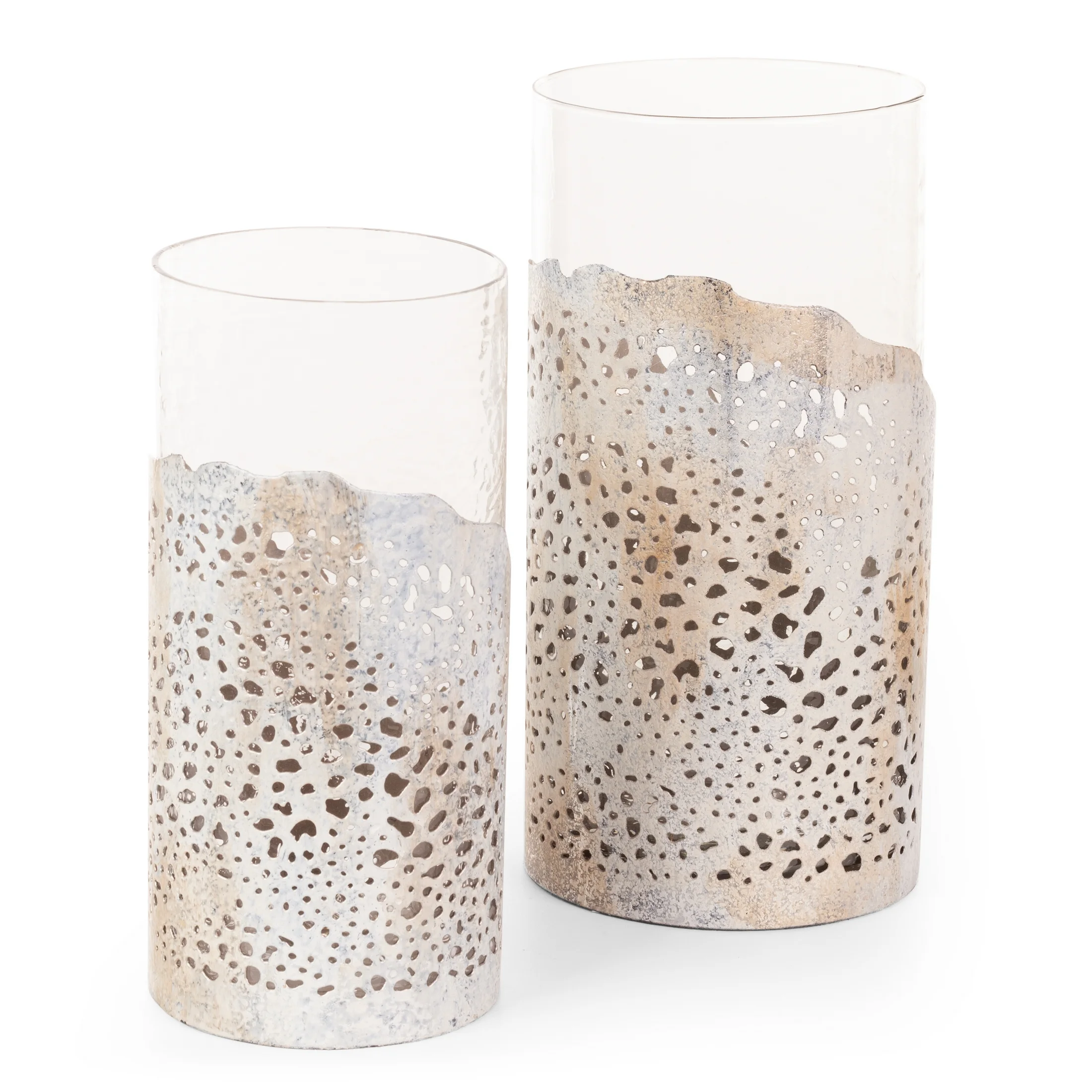 Wazon DIMON ze szkła artystycznego z metalowym zdobieniem