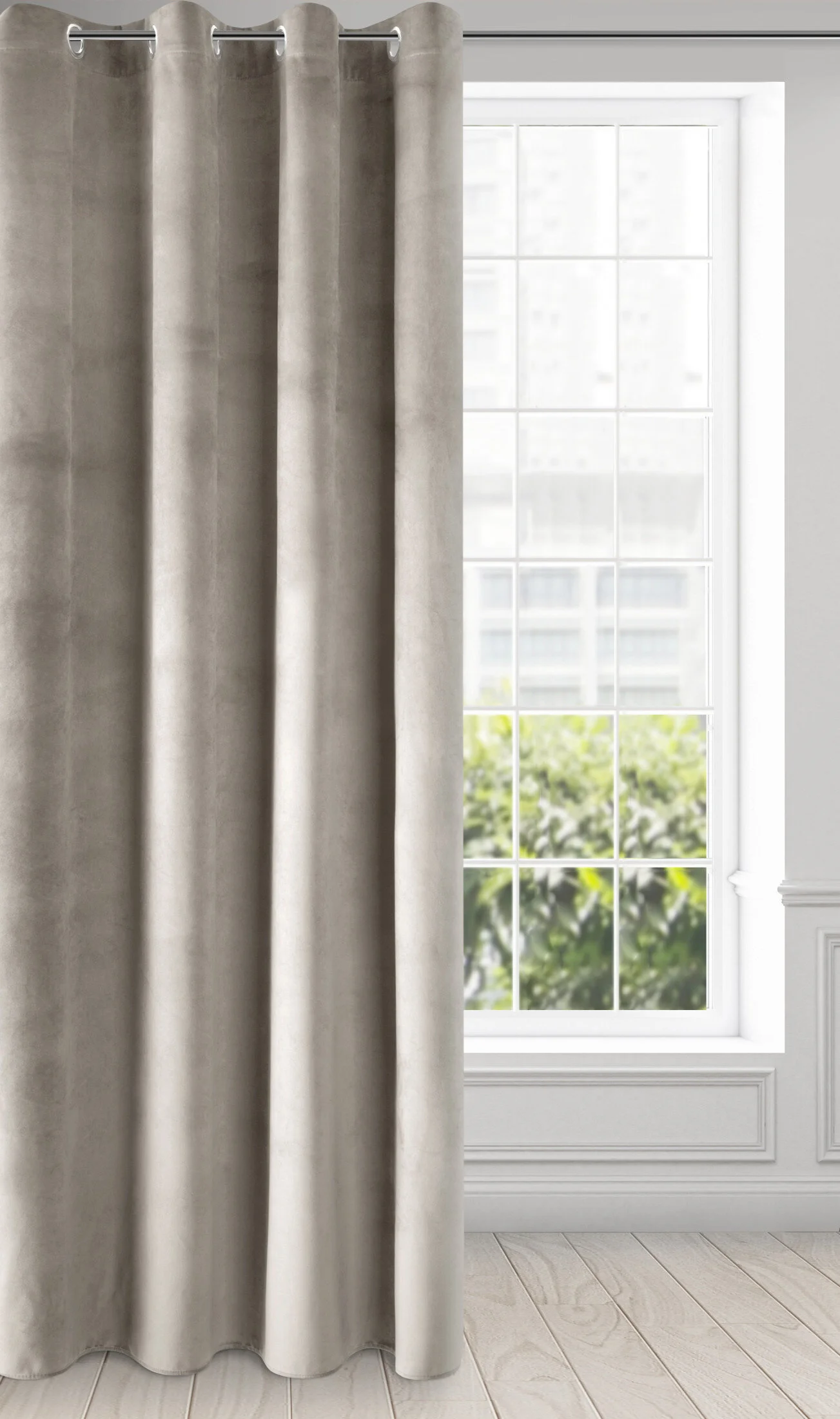 Zasłona welwetowa beżowa gładka 140x250 cm przelotka - PIERRE