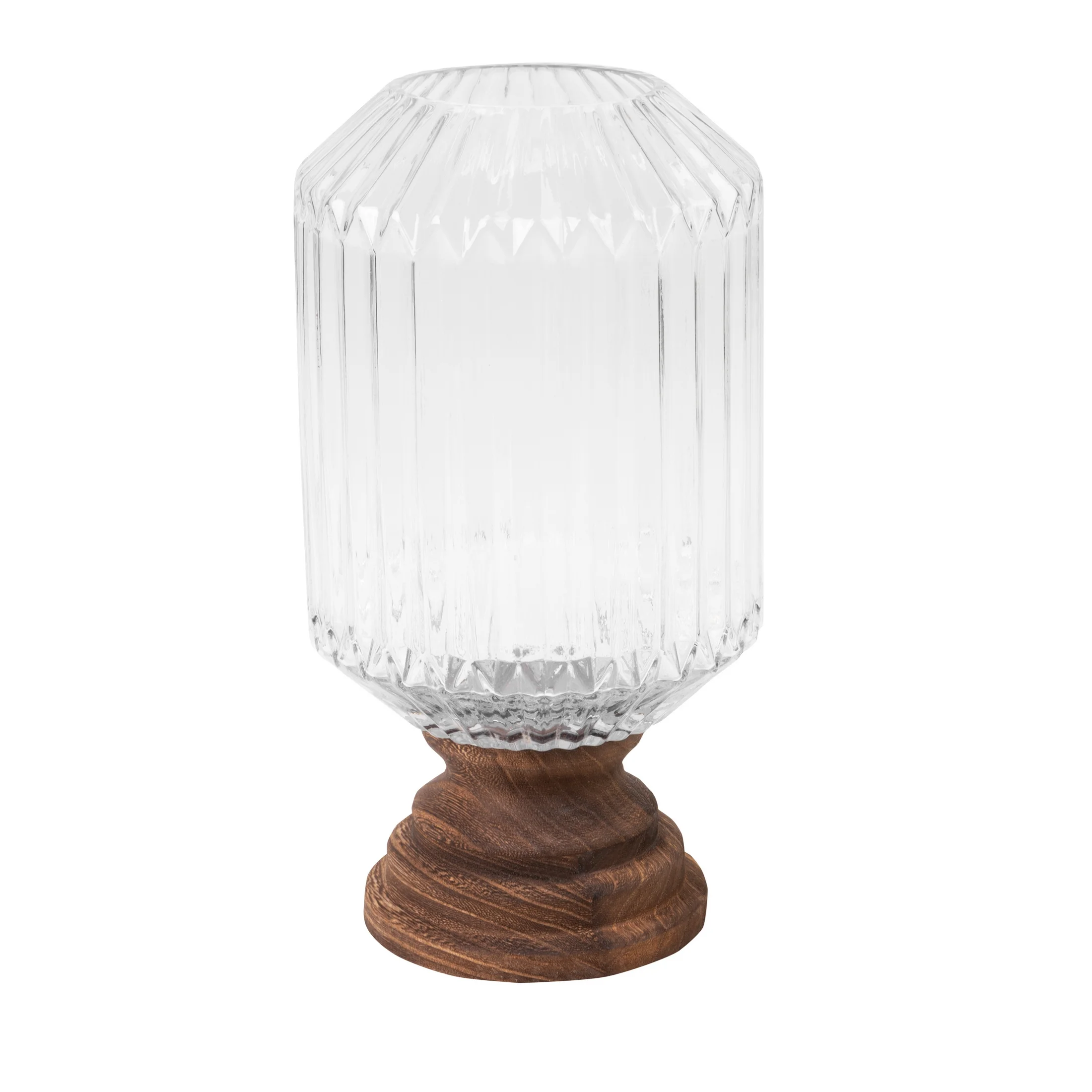 Świecznik dekoracyjny GRACE ze szkła i drewna | eurofirany