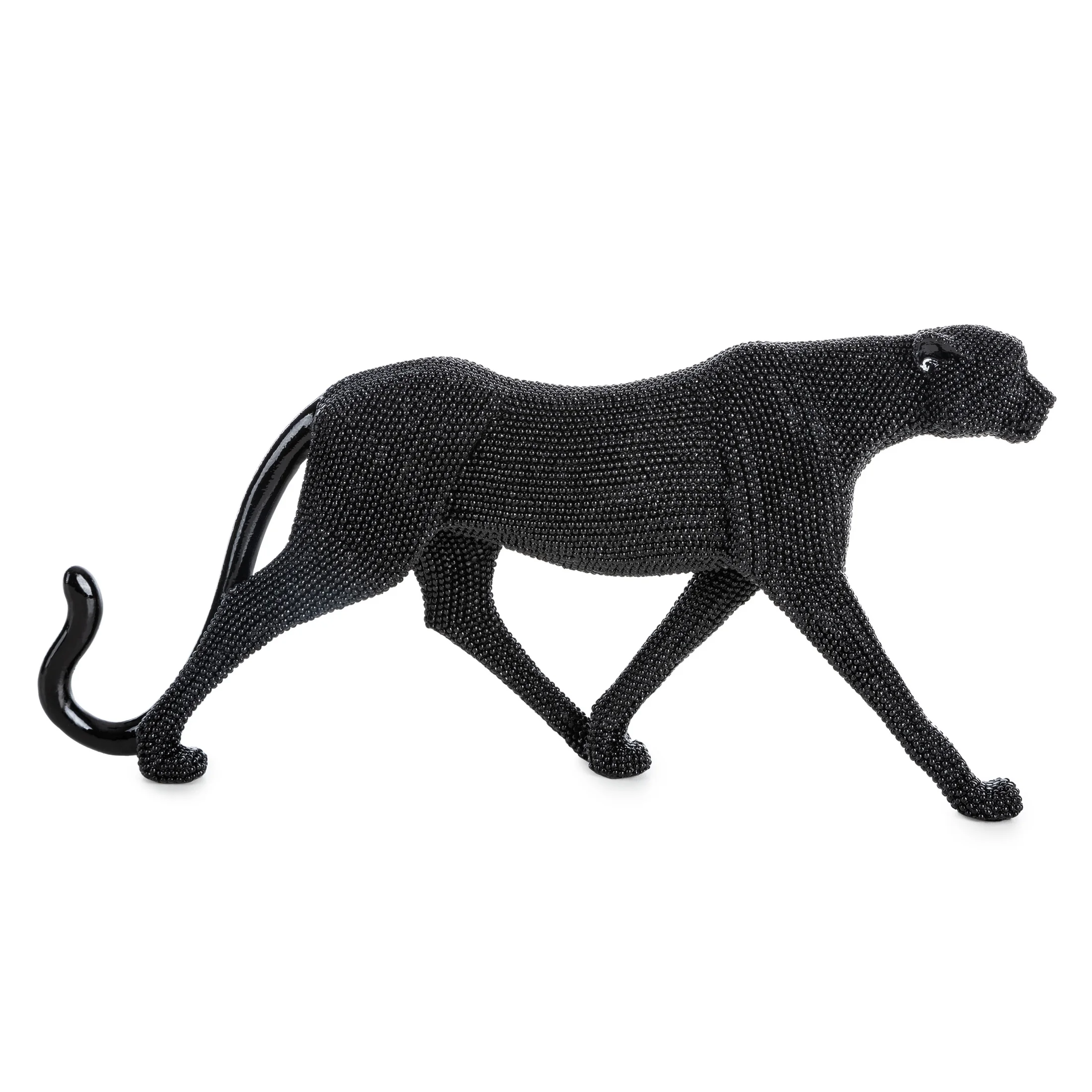 Pantera - figurka dekoracyjna ELDO 3 o drobnym strukturalnym wzorze, czarna | eurofirany