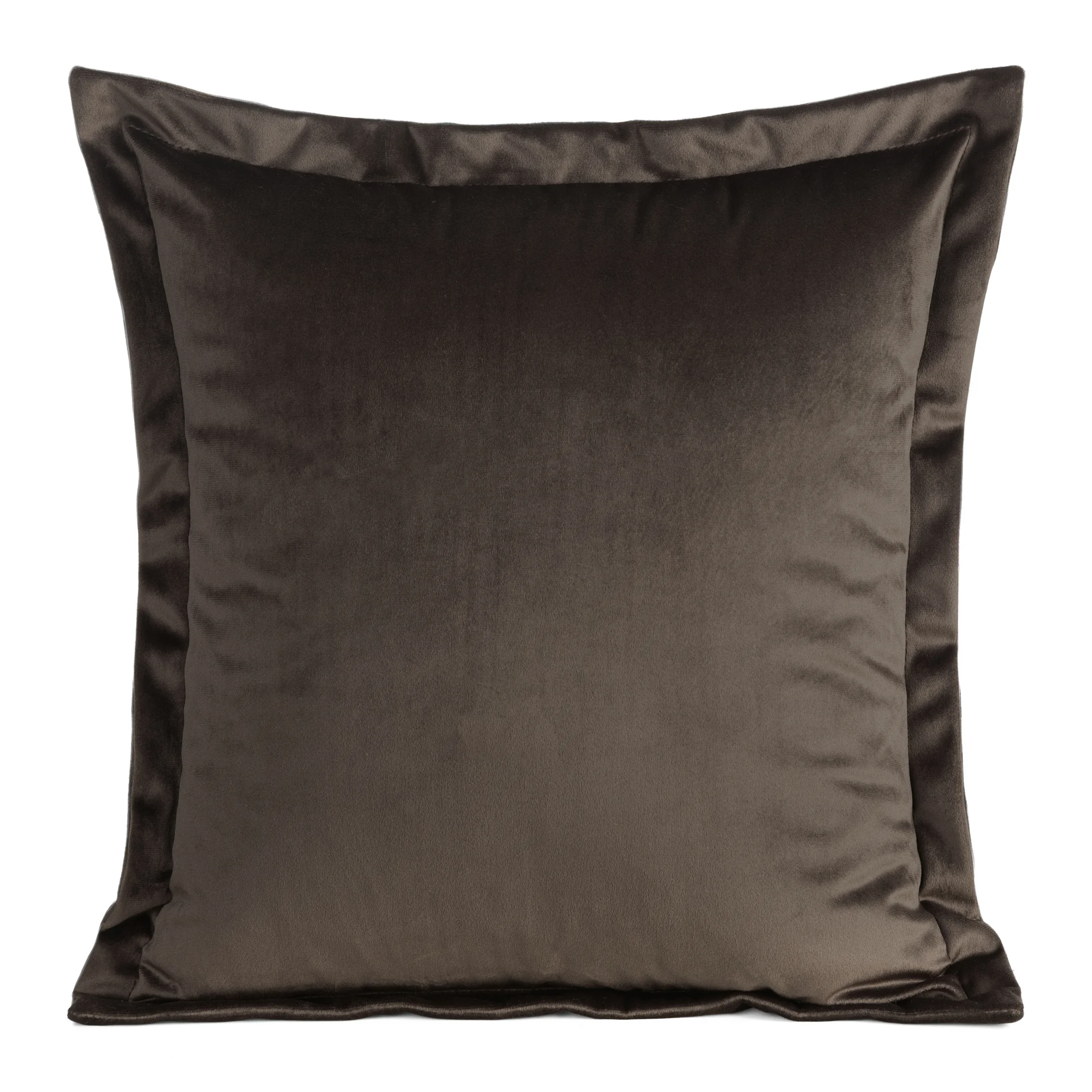 Poszewka na poduszkę 45x45 cm welwetowa brązowa z ozdobnymi brzegami RIA Diva Line | eurofirany