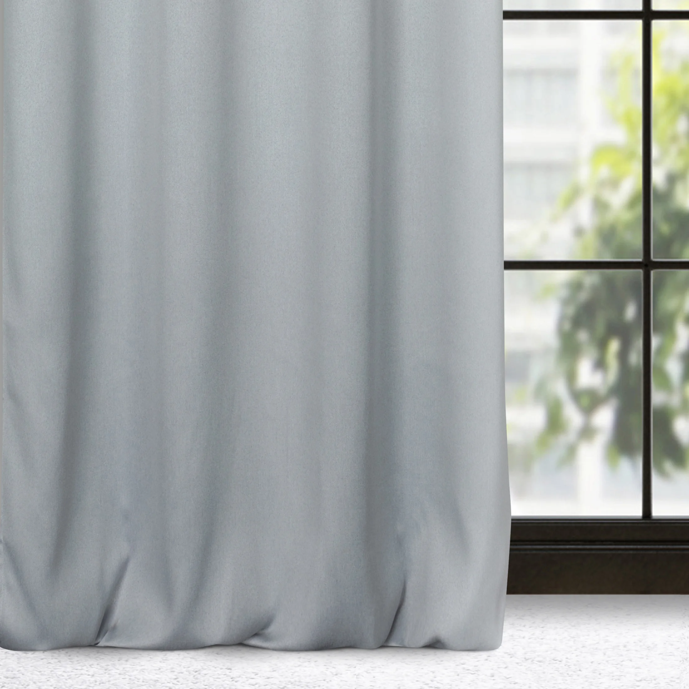 Zasłona srebrna zaciemniająca o strukturalnym wzorze 135x250 cm przelotka - CARLO | eurofirany