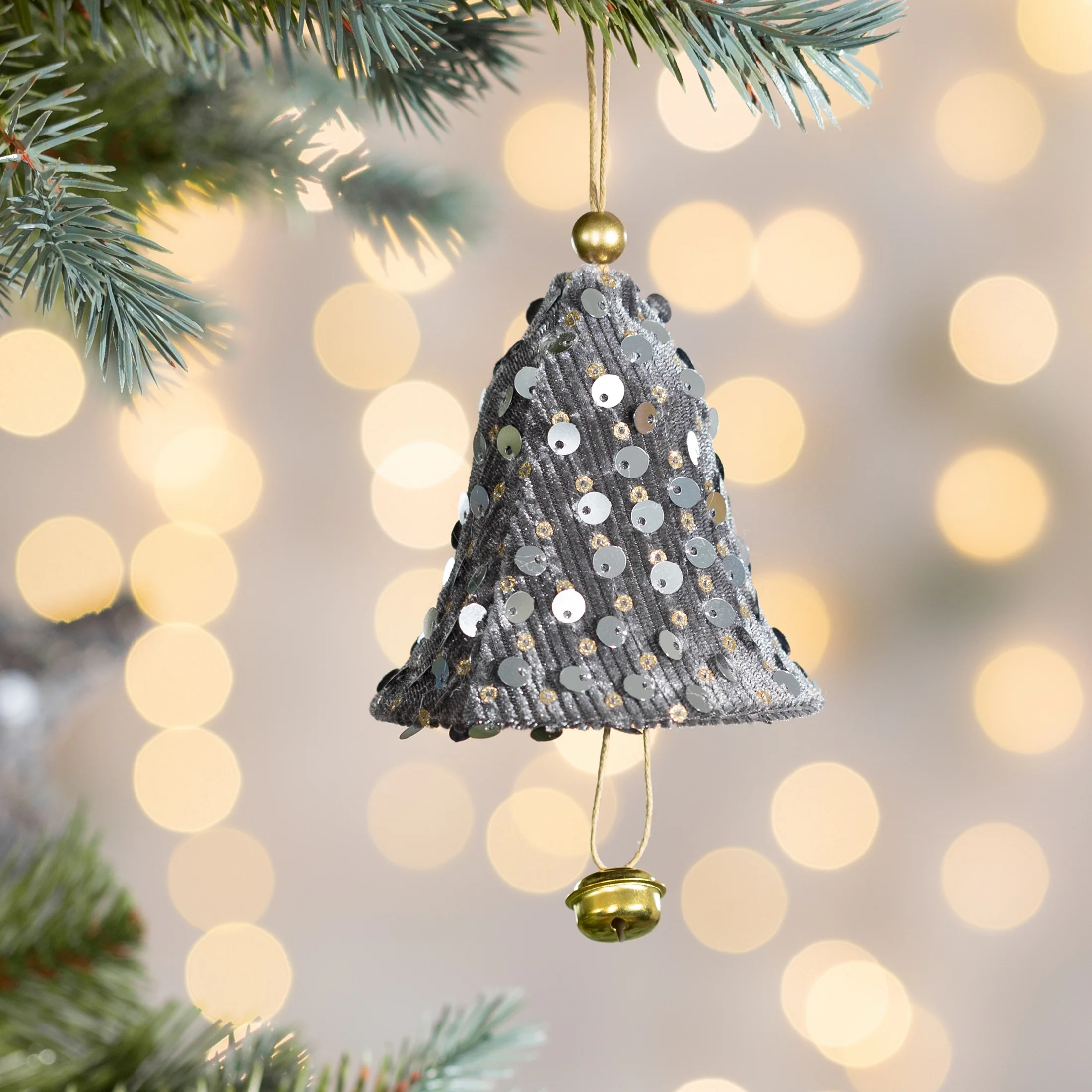 Ozdoba choinkowa DZWONEK z lśniącymi cekinami |