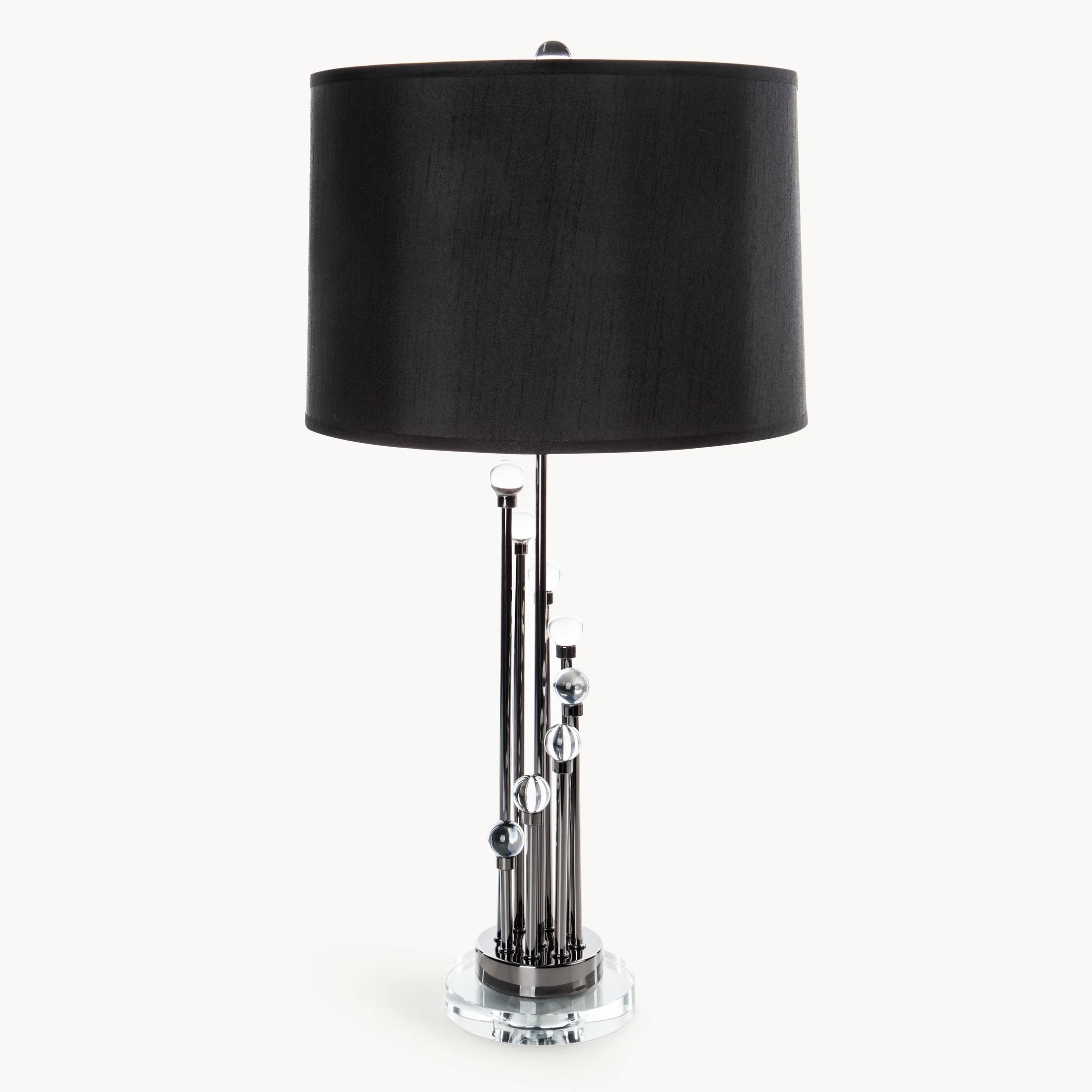 Lampa stołowa do pokoju czarna ISLA zdobiona kryształkami