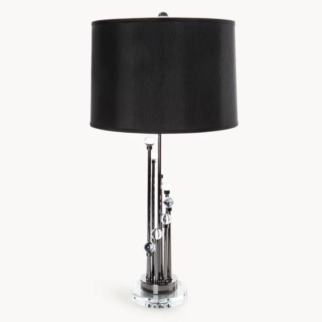 Lampa stołowa do pokoju czarna zdobiona kryształkami 38 x 75 cm ISLA