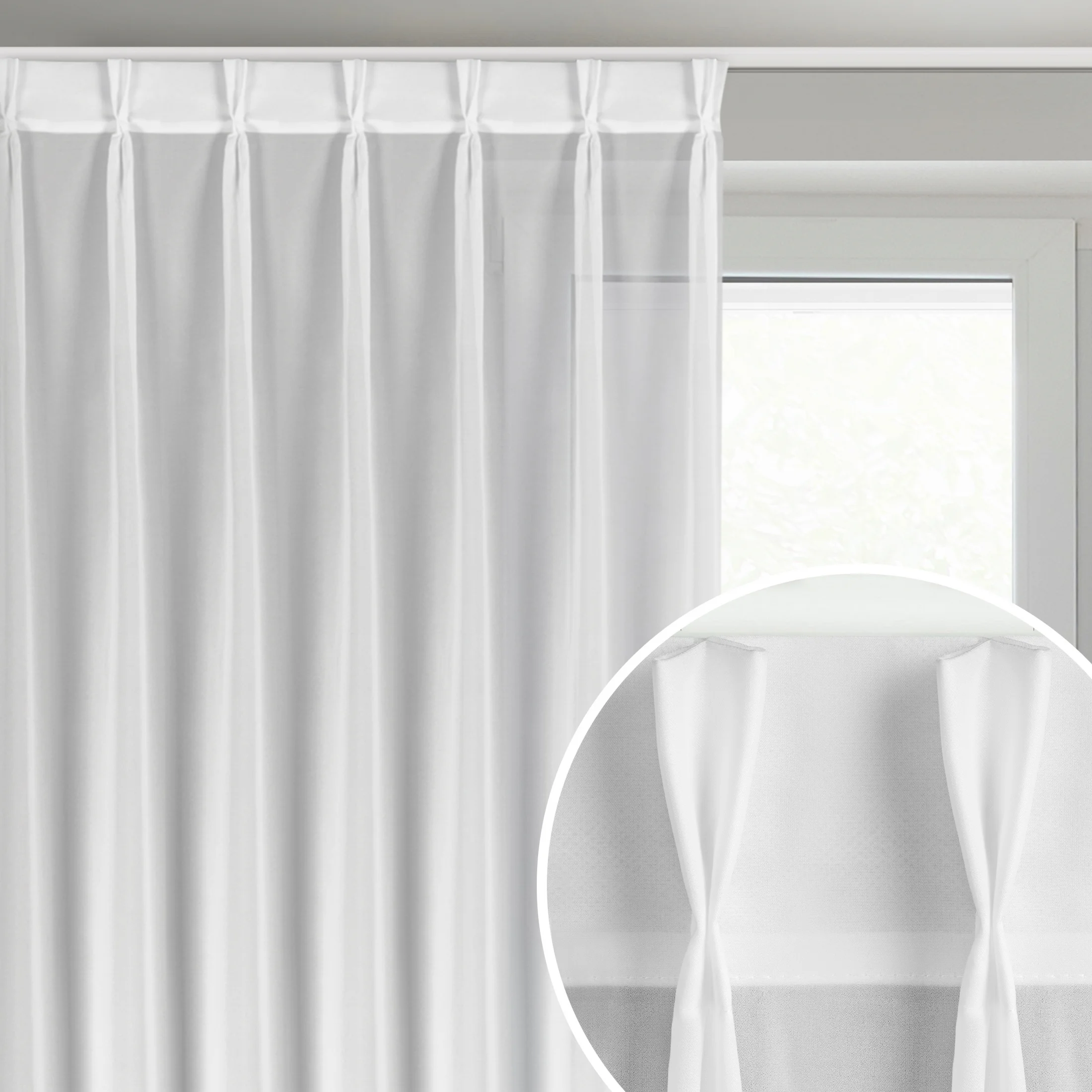 Firana biała z szyfonu 80x270 cm (wymiar podany na gotowo) z systemem flex - RUBY | eurofirany