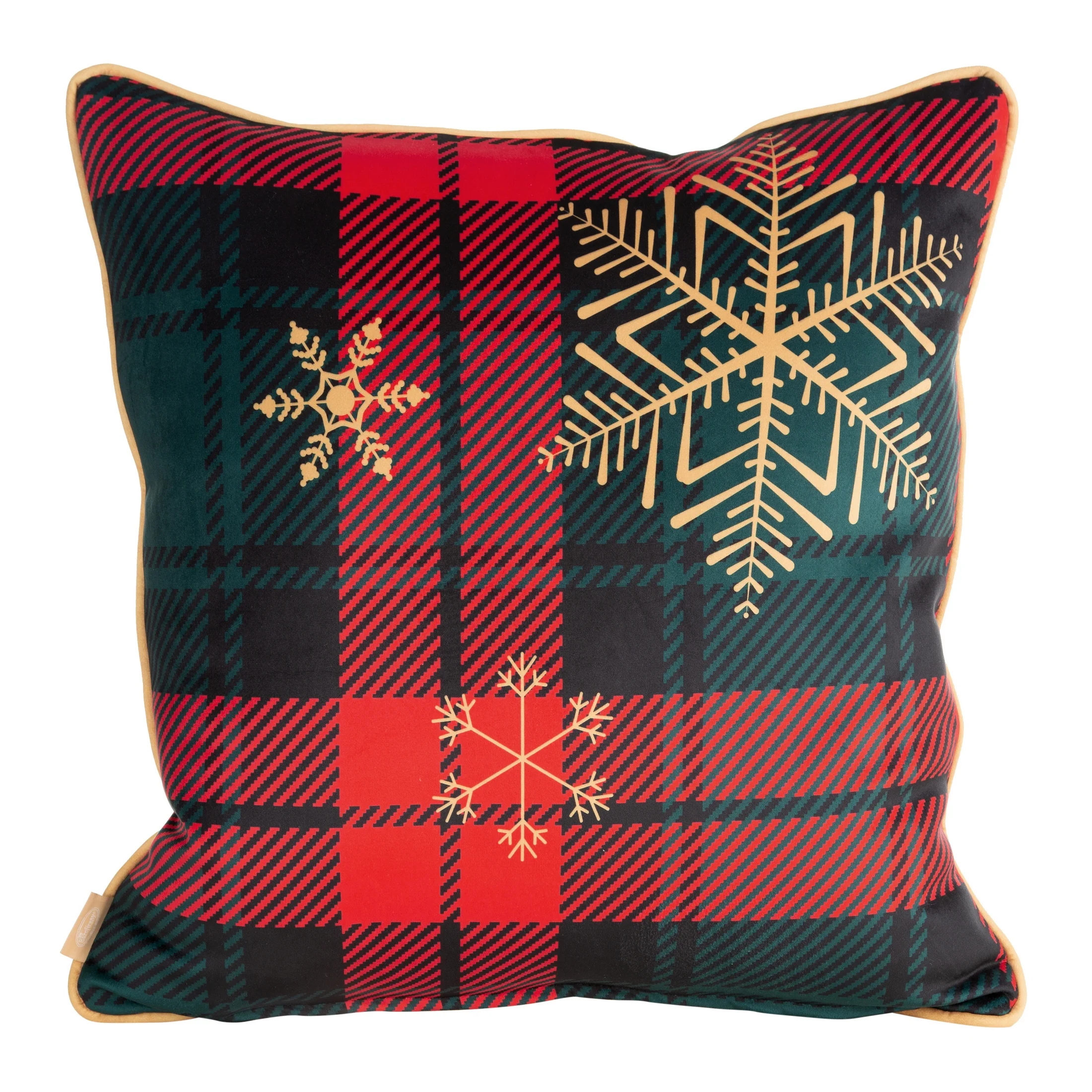 Poszewka na poduszkę 60x60 cm welwetowa z motywem świątecznym zielono, czerwona STAR | eurofirany