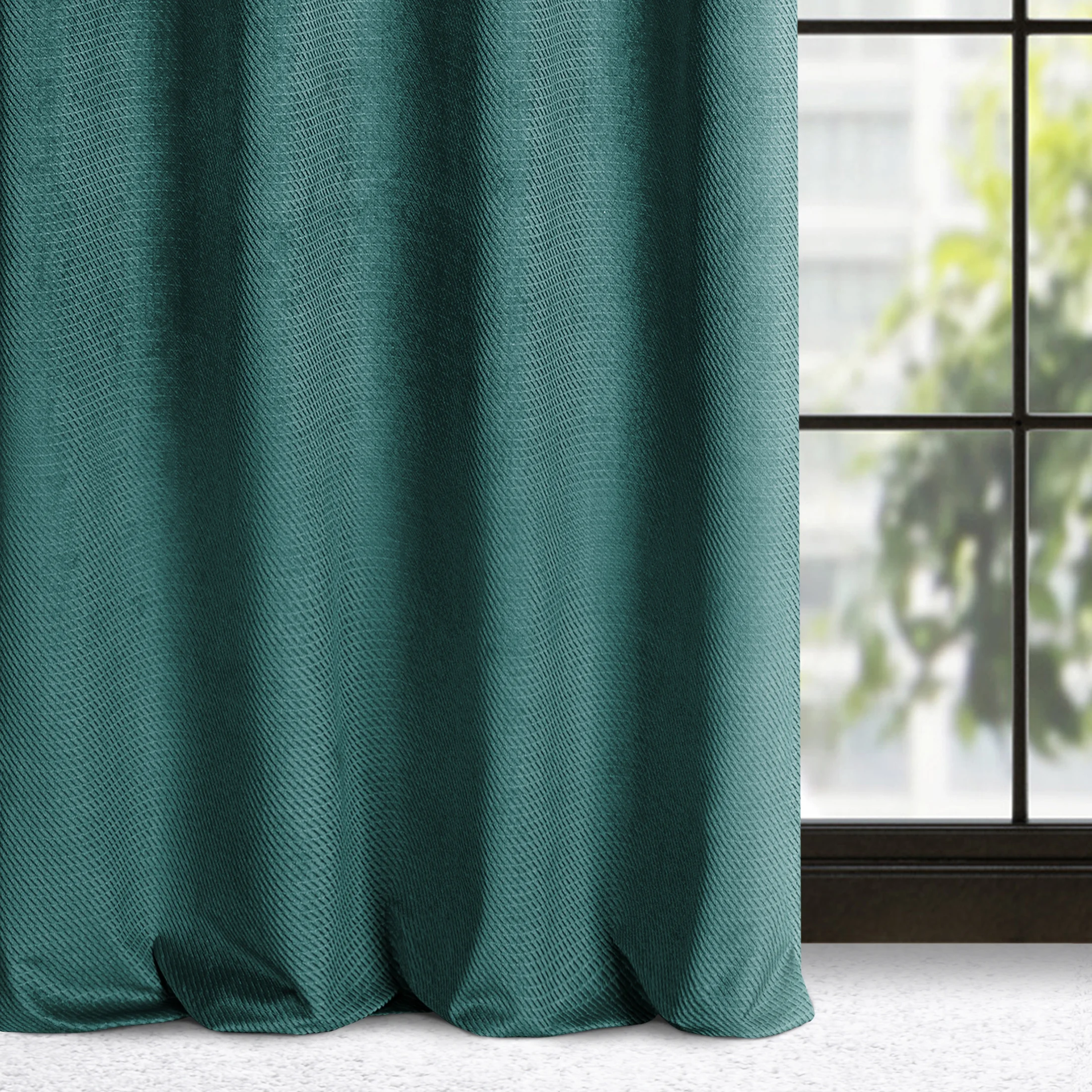 Zasłona ciemnomiętowa z wytłaczanego welwetu 140x250 cm przelotka - ELIZA | eurofirany