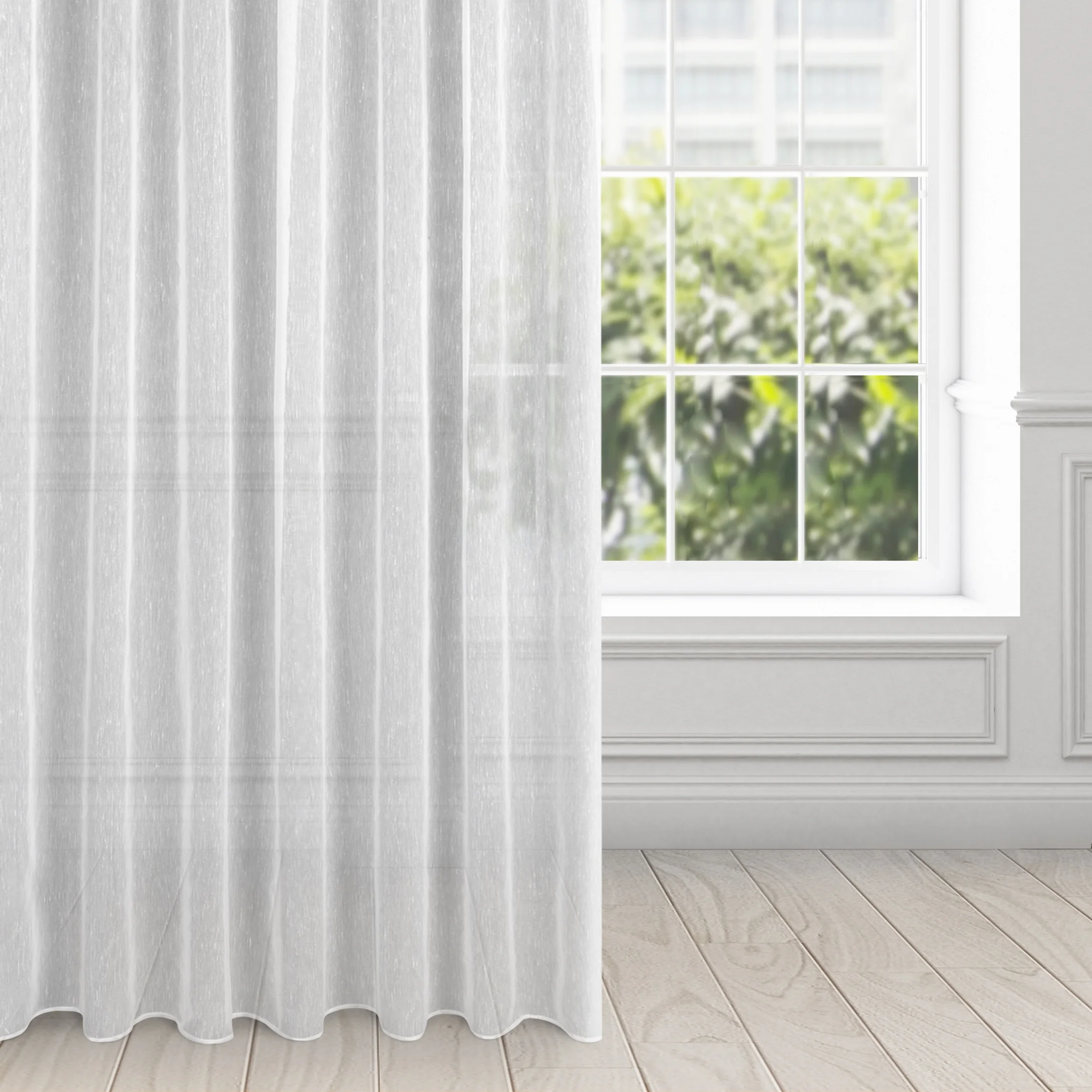 Firana białą o strukturze drobnego deszczyku 140x270 cm taśma ADEL | eurofirany