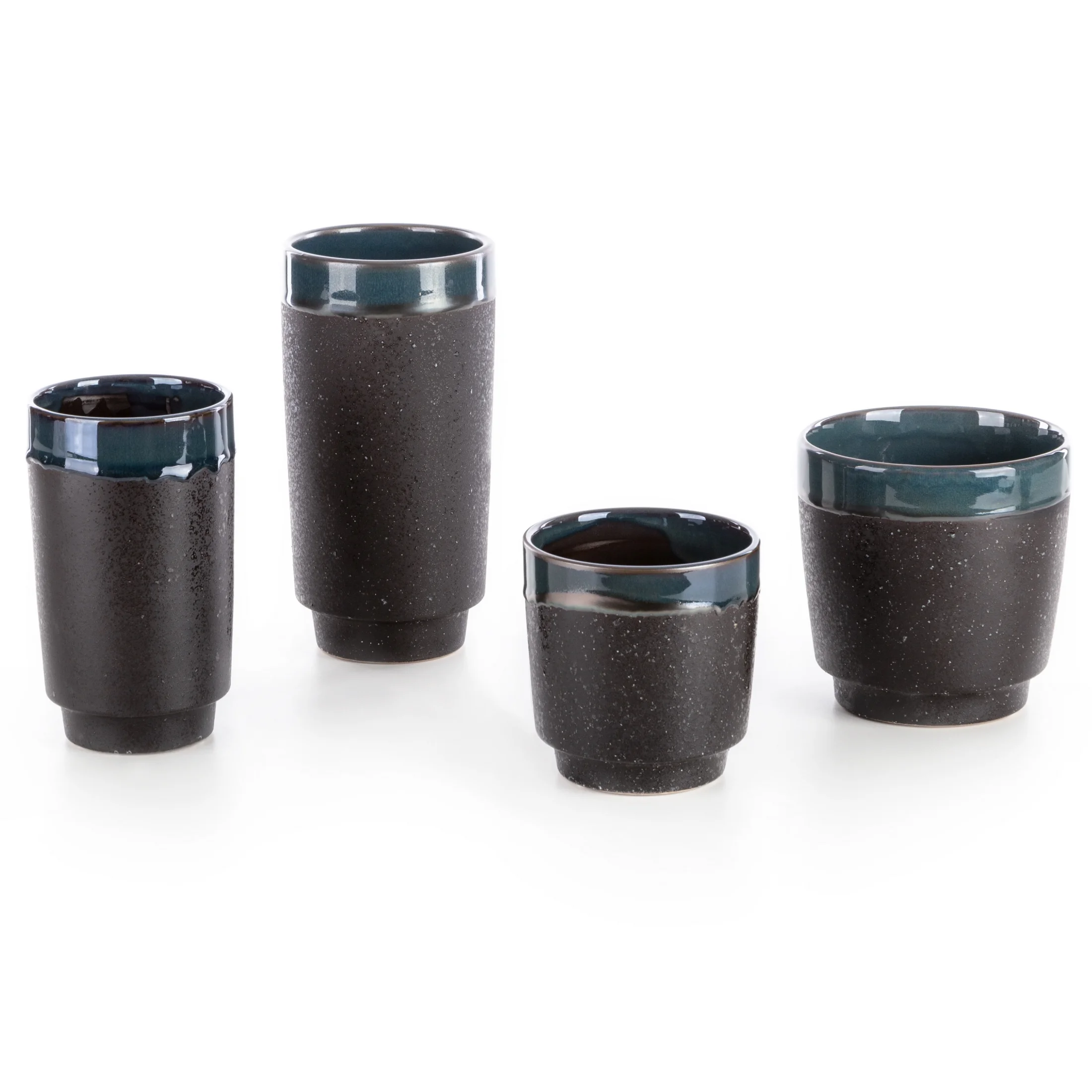 Wazon ceramiczny zielono-czarny z chropowatą powierzchnią średnica 12x20 cm HANI