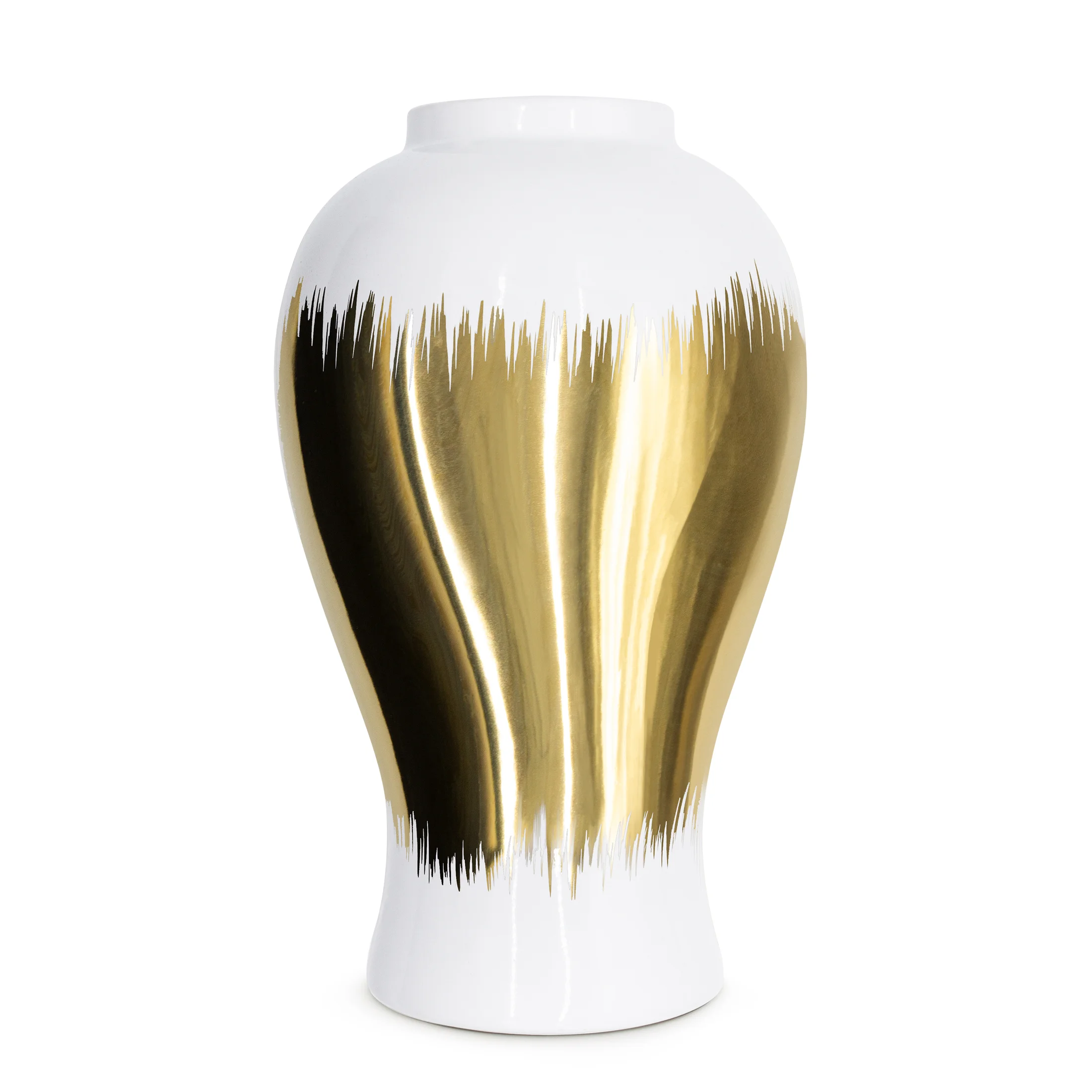 Wazon ceramiczny TALA z motywem cieniowania biało-złoty | eurofirany