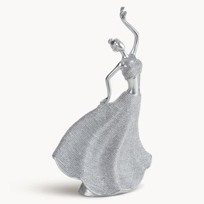 Figurka srebrna w kształcie baletnicy o drobnym strukturalnym wzorze 14x7x26 cm ELDO