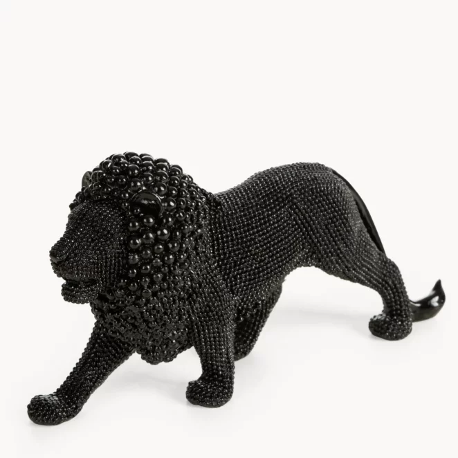 Figurka czarna w kształcie Lwa o drobnym strukturalnym wzorze 23x6x12 cm ELDO 3