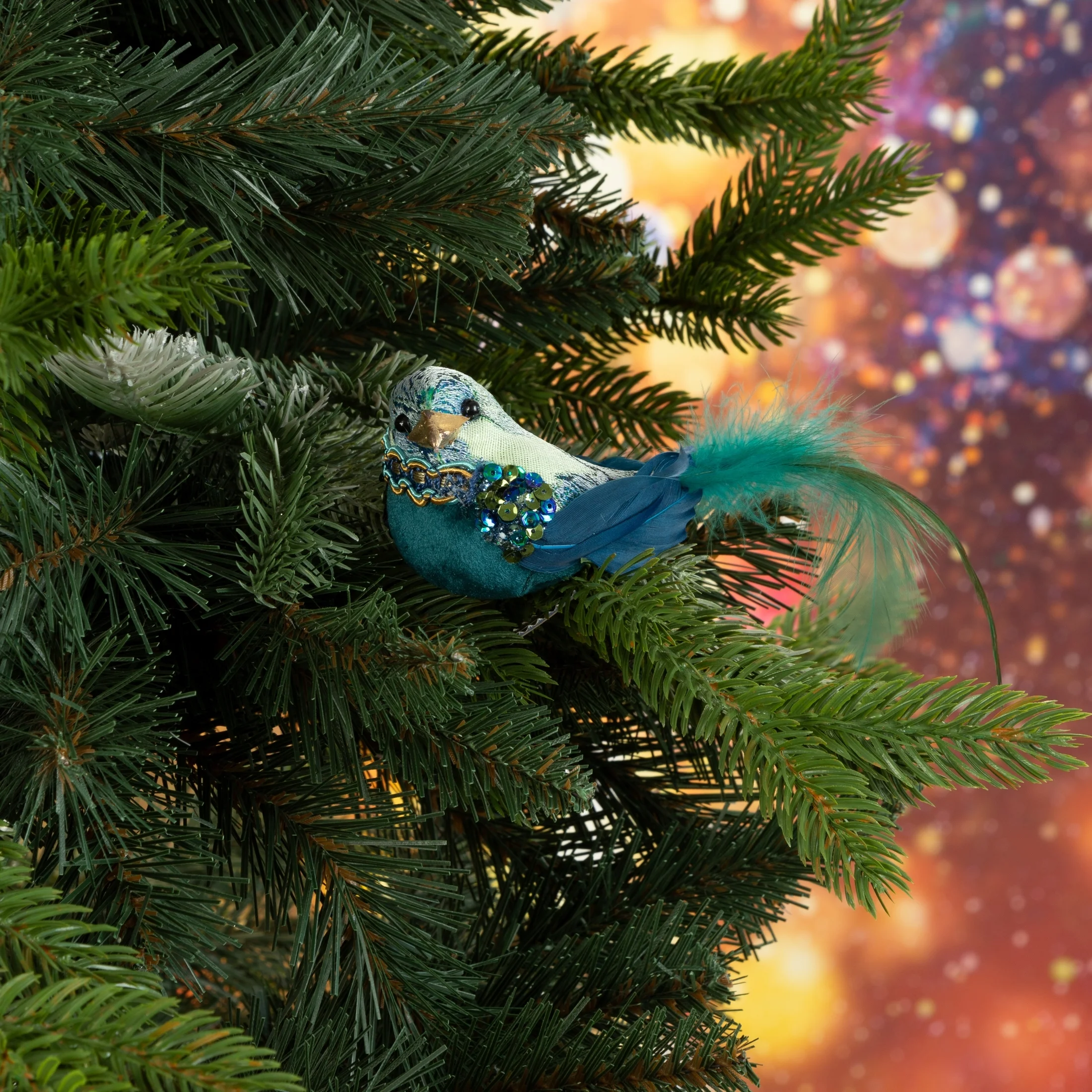 Ozdoba choinkowa PTAK z welwetu zdobiony błyszczącymi cekinami | eurofirany