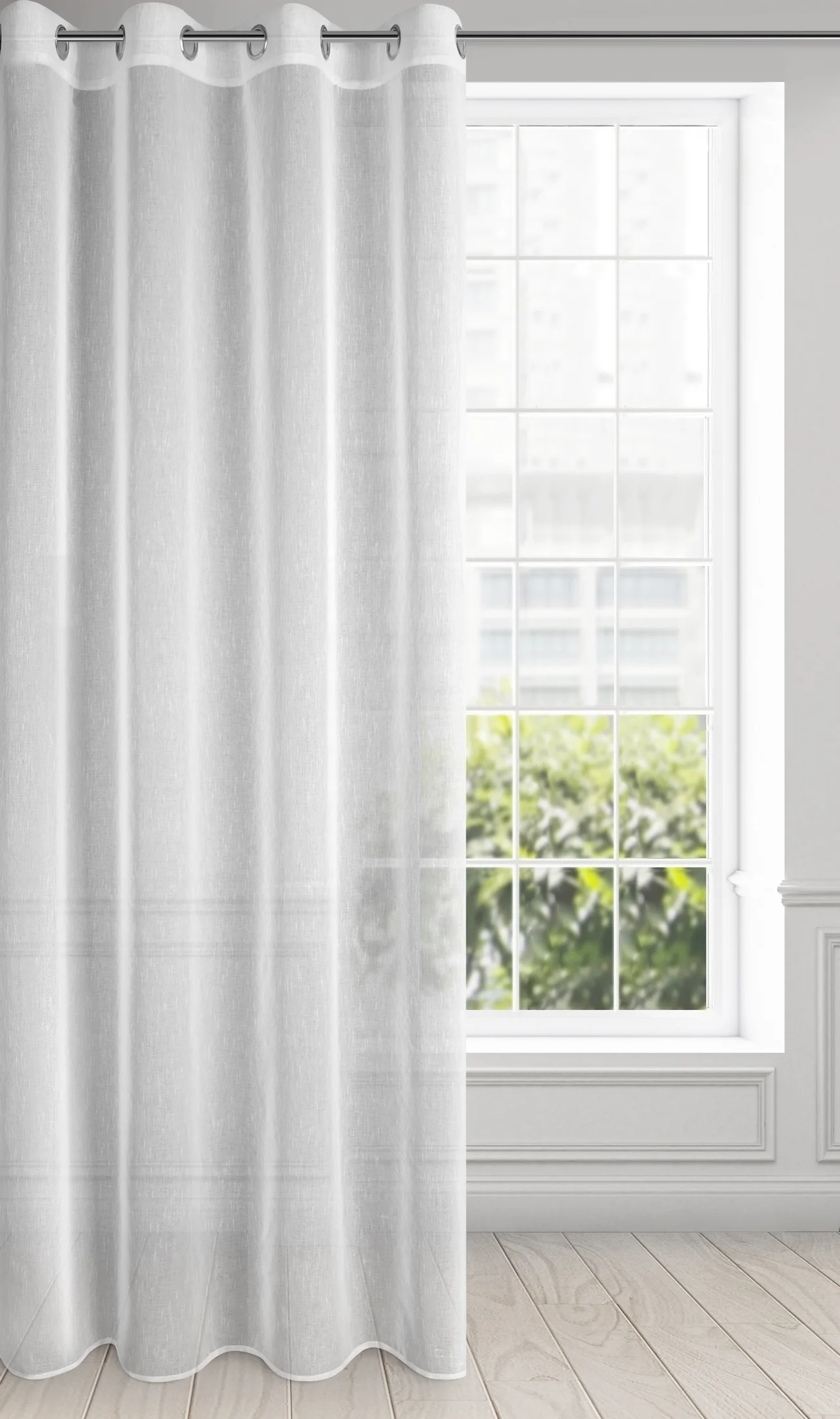 Firana biała o strukturze drobnego deszczyku 140x250 cm przelotka SONIA