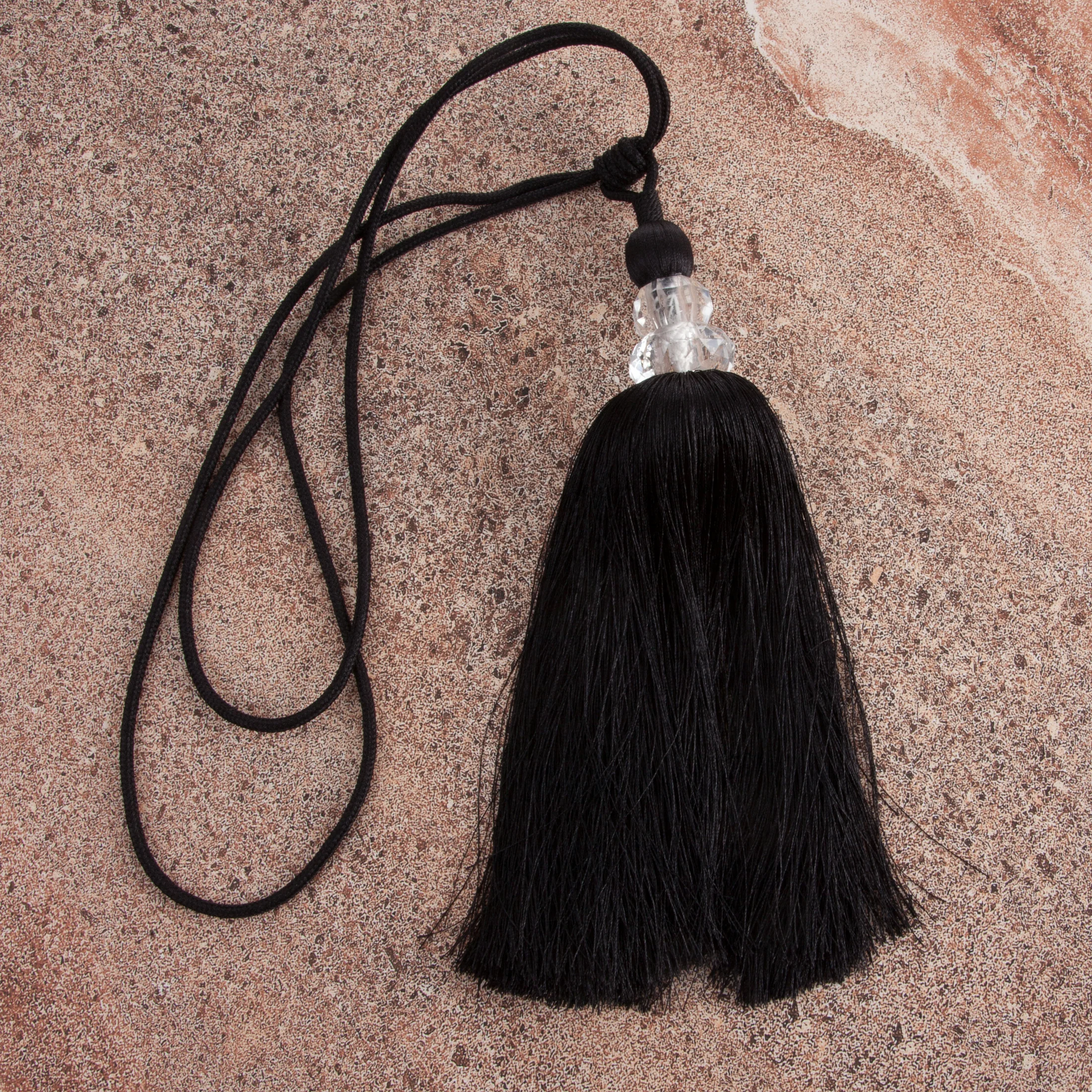 Dekoracyjny sznur do zasłon KAREN upinacz z ozdobnym chwostem i kryształkiem