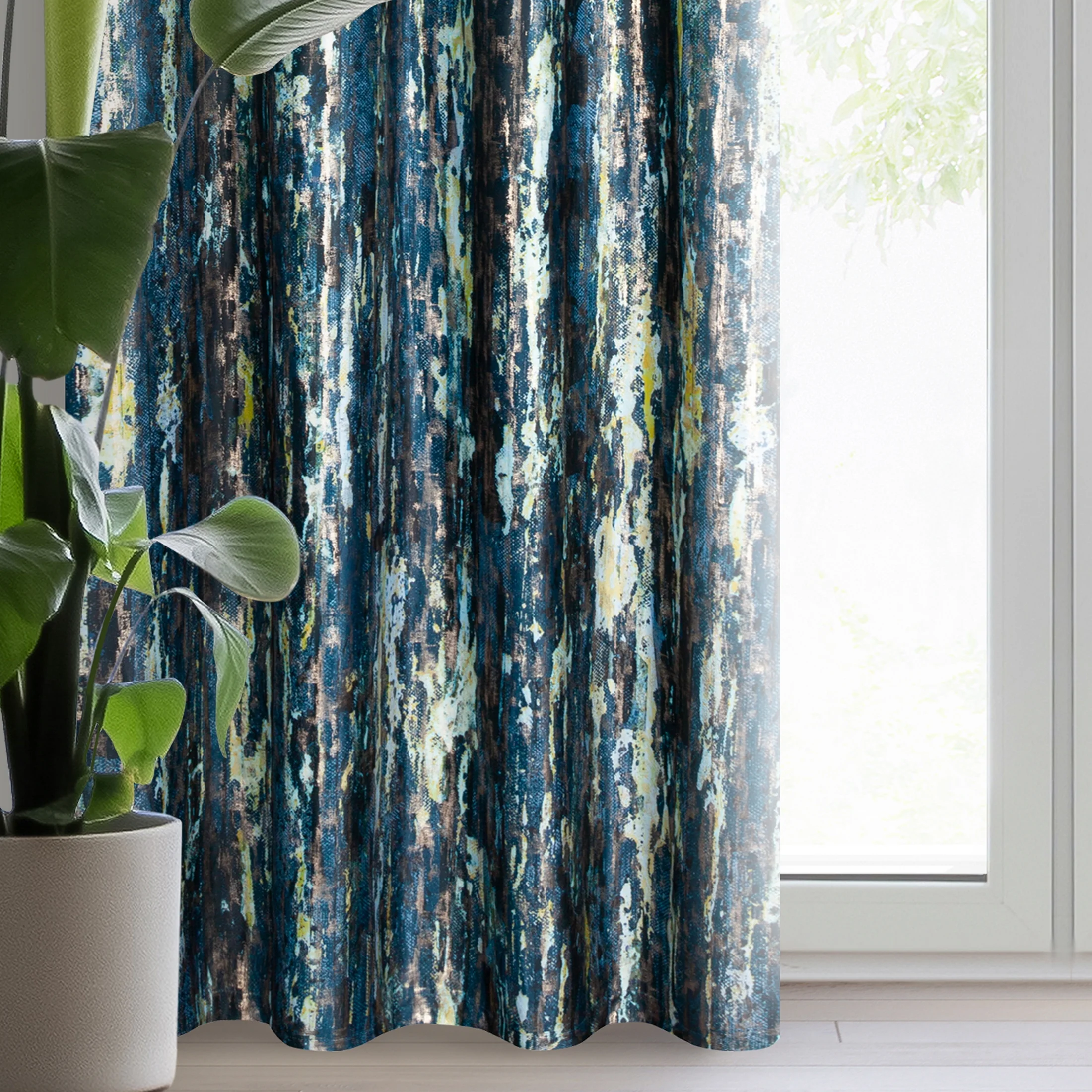 Zasłona welwetowa grantowa z efektem przecierki 140x250 cm przelotka - GRACE | eurofirany