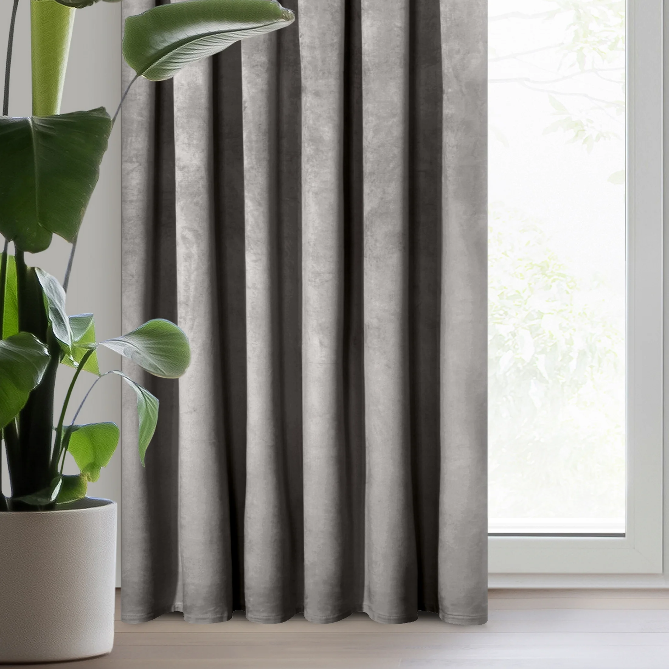 Zasłona welwetowa stalowa gładka 140x300 cm taśma - PIERRE | eurofirany