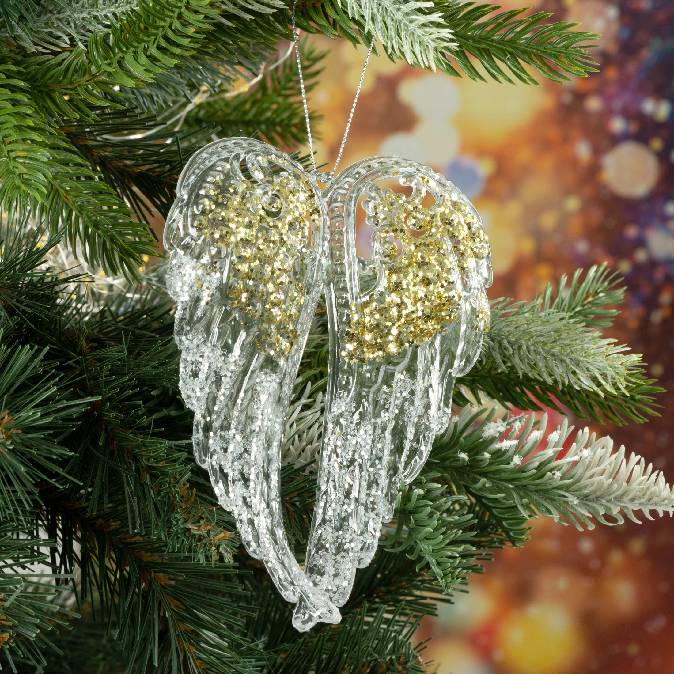 Ozdoba choinkowa SKRZYDŁA ANIOŁA z transparentnego akrylu | eurofirany