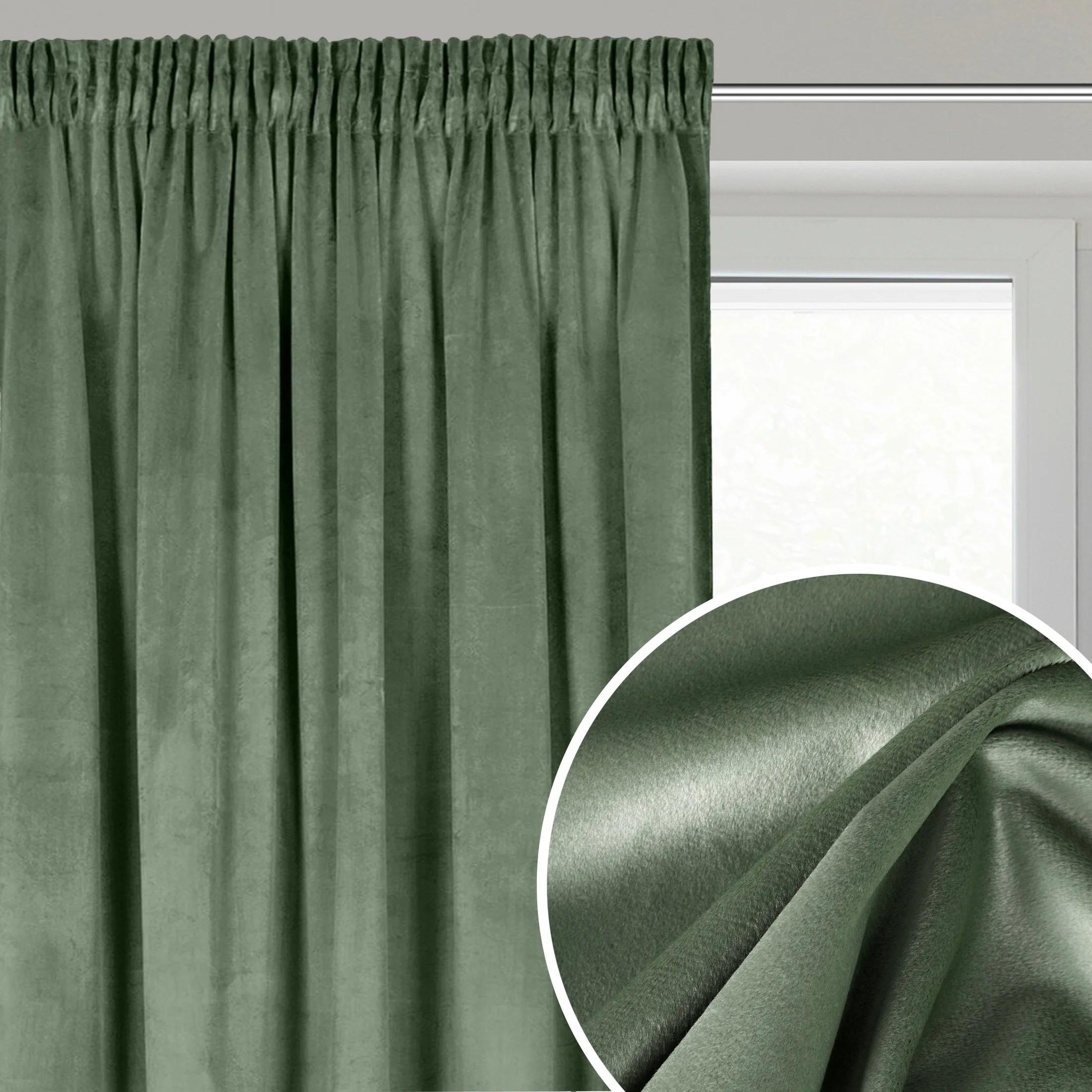 Zasłona ciemnomiętowa z matowego welwetu 140x270 cm taśma - MELANIE | eurofirany