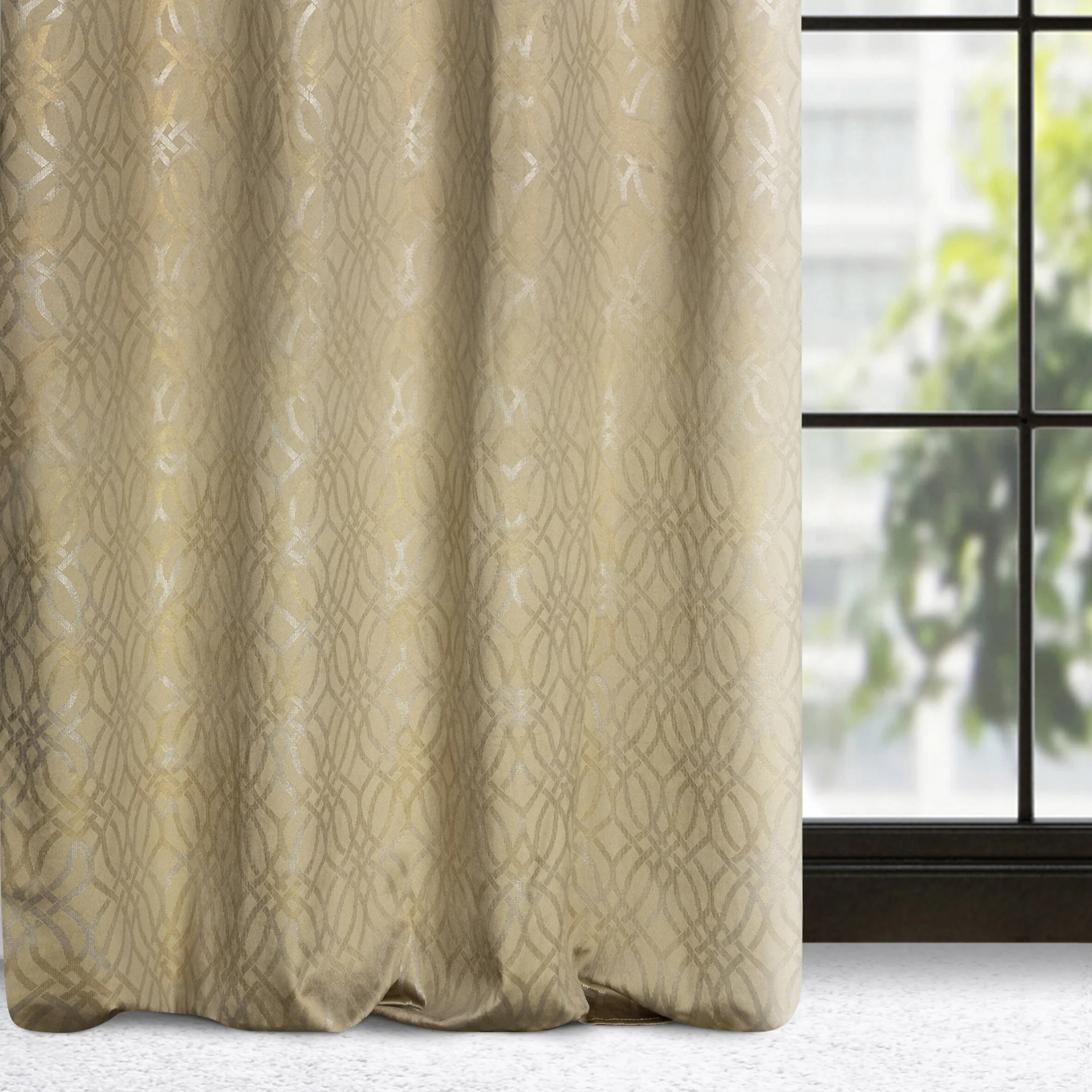 Zasłona beżowa z wytłaczanym wzorem, welwetowa 140x250 cm przelotka - ARETA | eurofirany