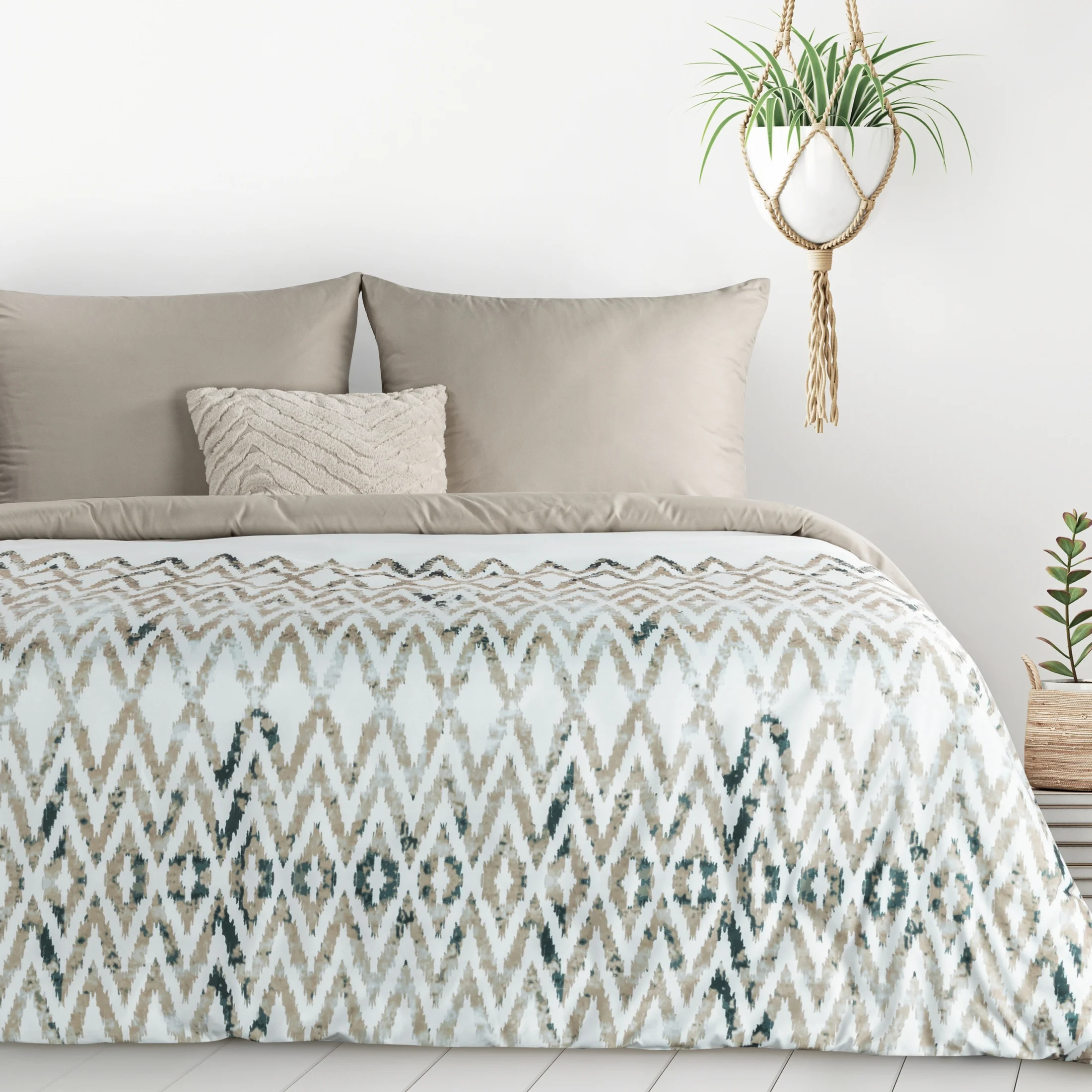 Pościel 160x200 cm kolor biały, beżowy z motywem geometrycznym VERANO 4 design 91 | eurofirany