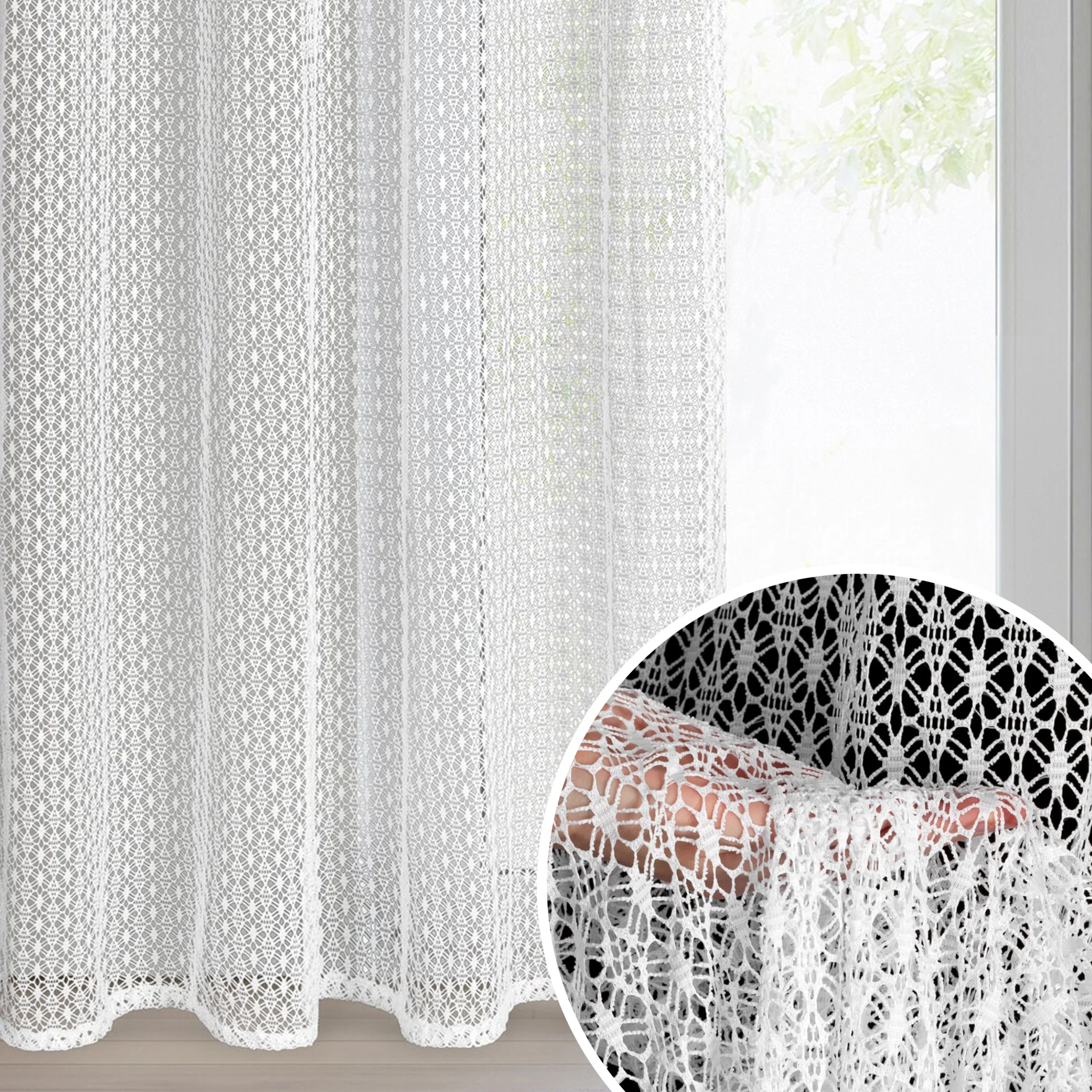 Firana biała o strukturze siateczki niewymagająca prasowania 140x250 cm przelotka MIRELLA