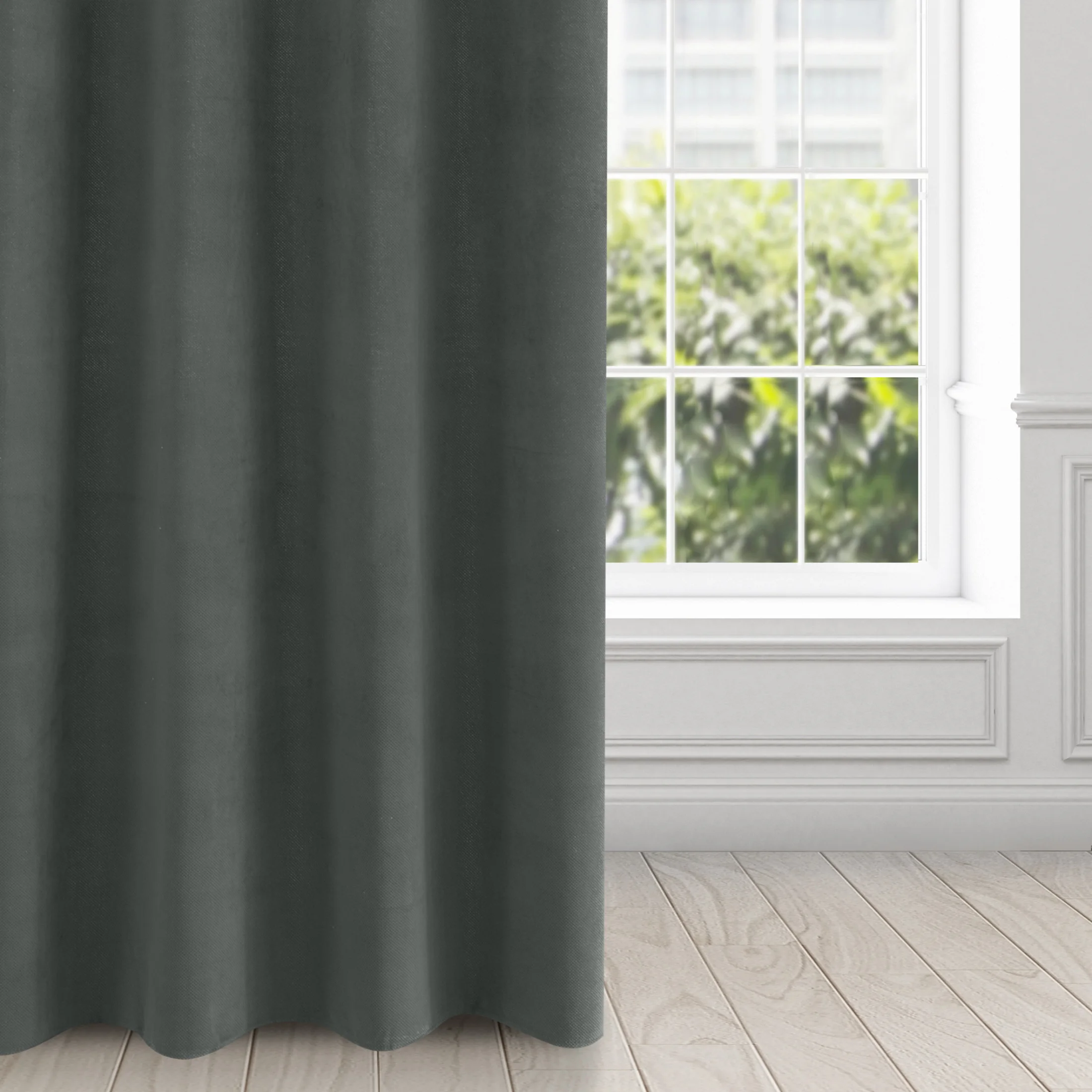 Zasłona grafitowa z matowego welwetu 140x250 cm przelotka - MILO | eurofirany