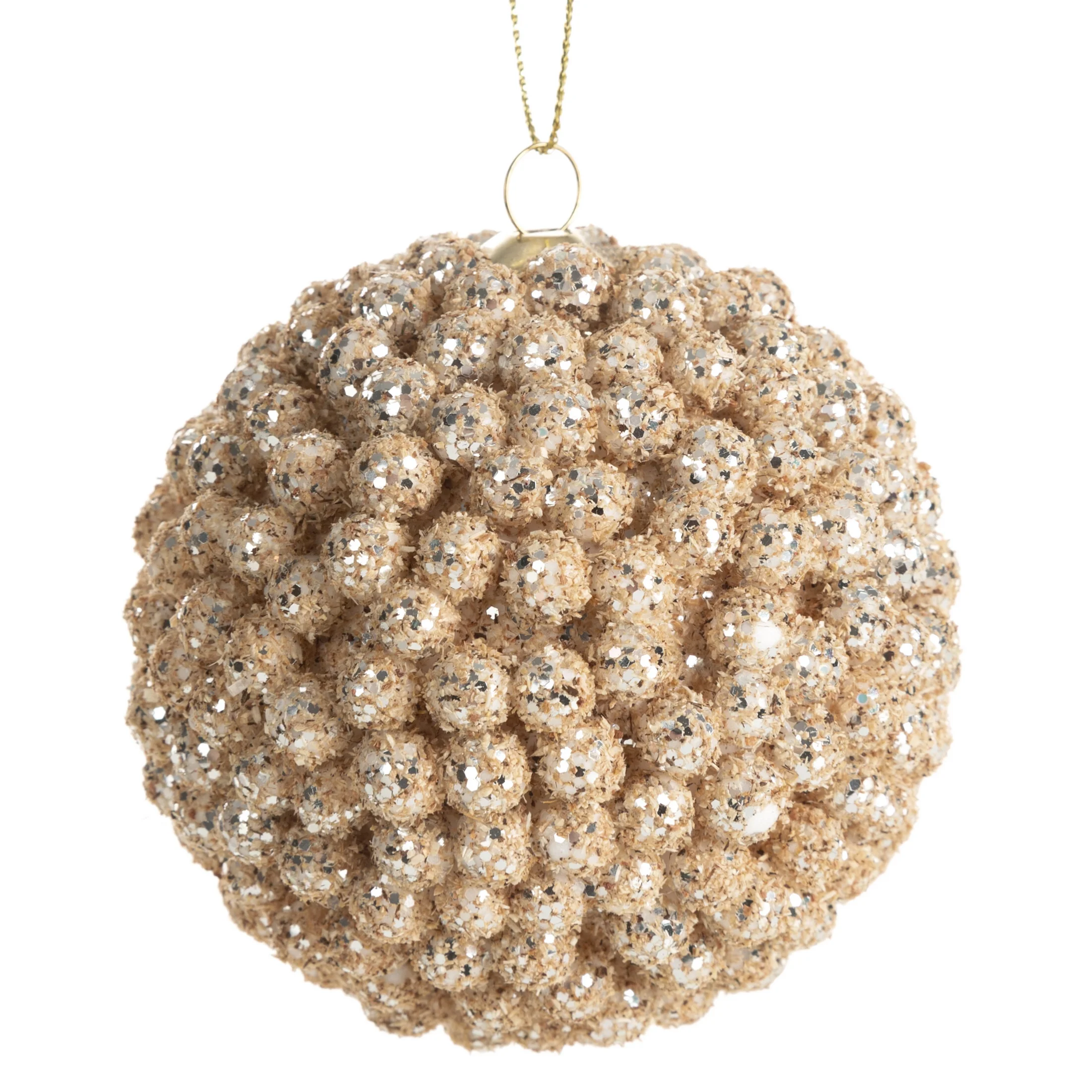 Bombka choinkowa zdobiona wypukłym wzorem i lśniącymi drobinkami | eurofirany