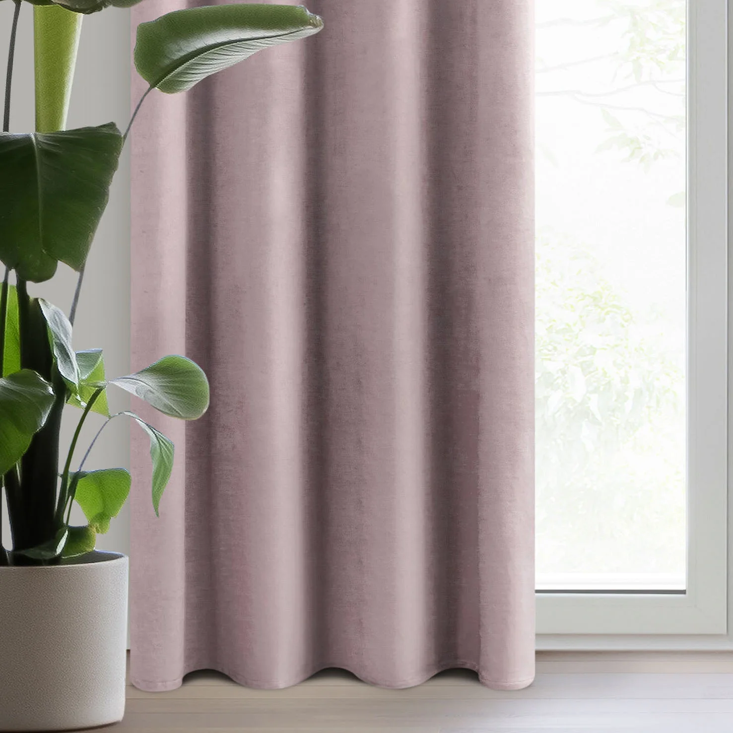 Zasłona pudrowo różowa z matowego welwetu 140x250 cm przelotka - MELANIE | eurofirany