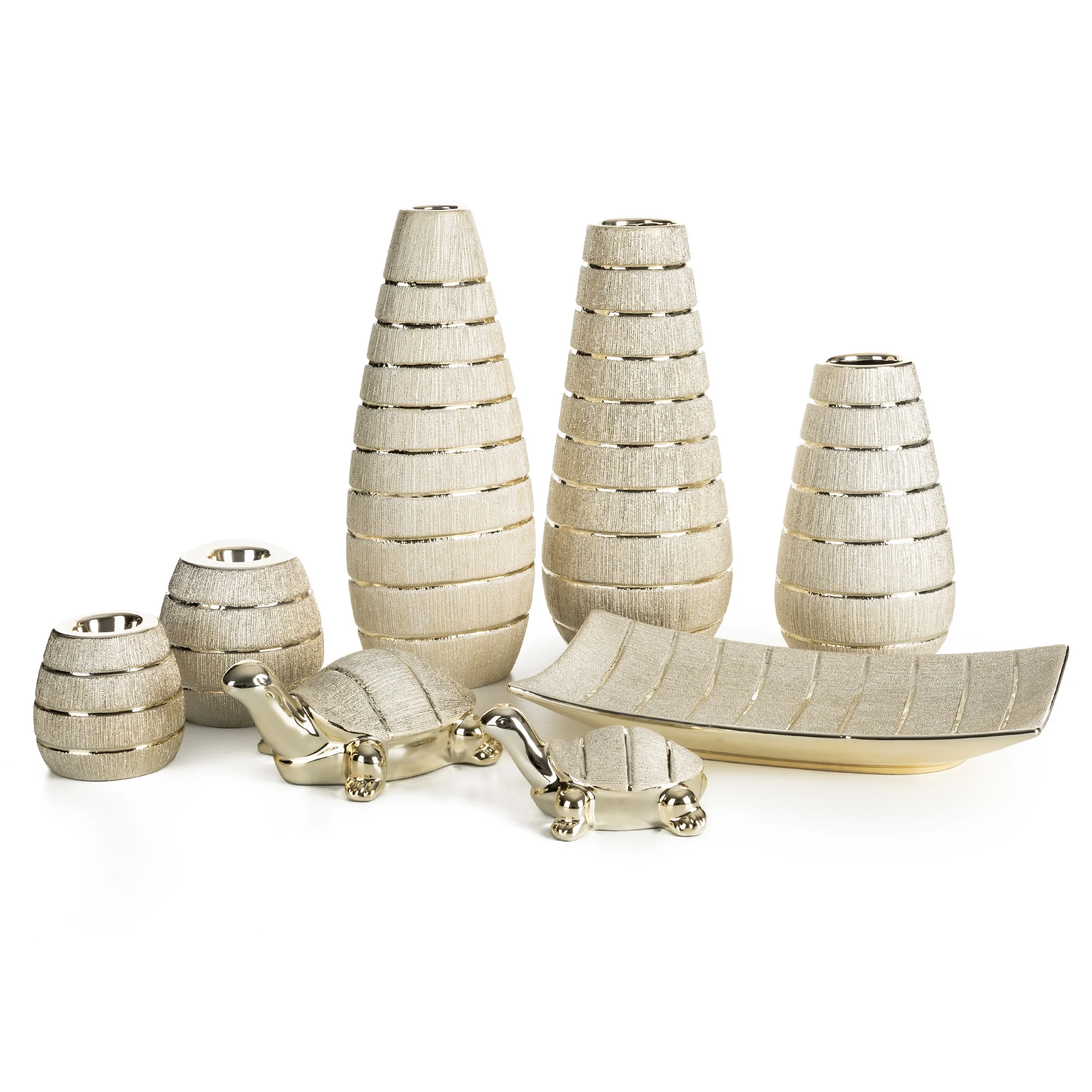 Wazon ceramiczny szampański o łączonych fakturach z wytłaczanym wzorem średnica 18x38 cm MELINDA