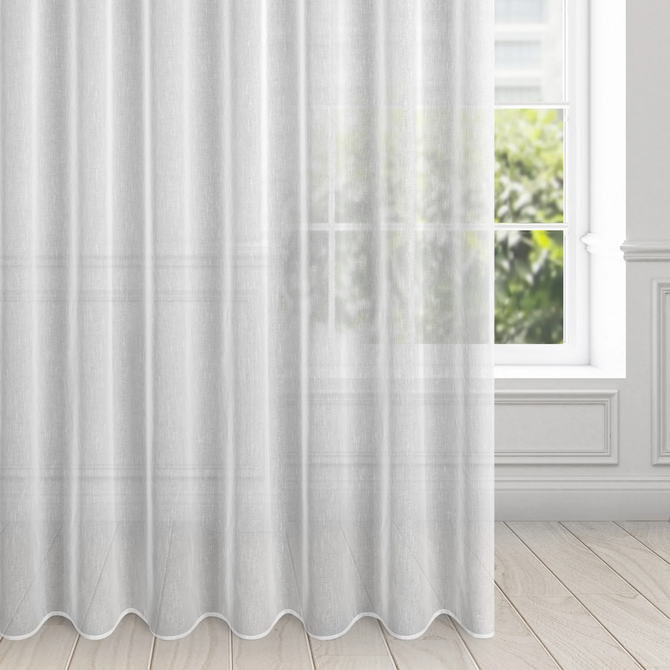 Firana biała o strukturze drobnego deszczyku 300x250 cm przelotka SONIA