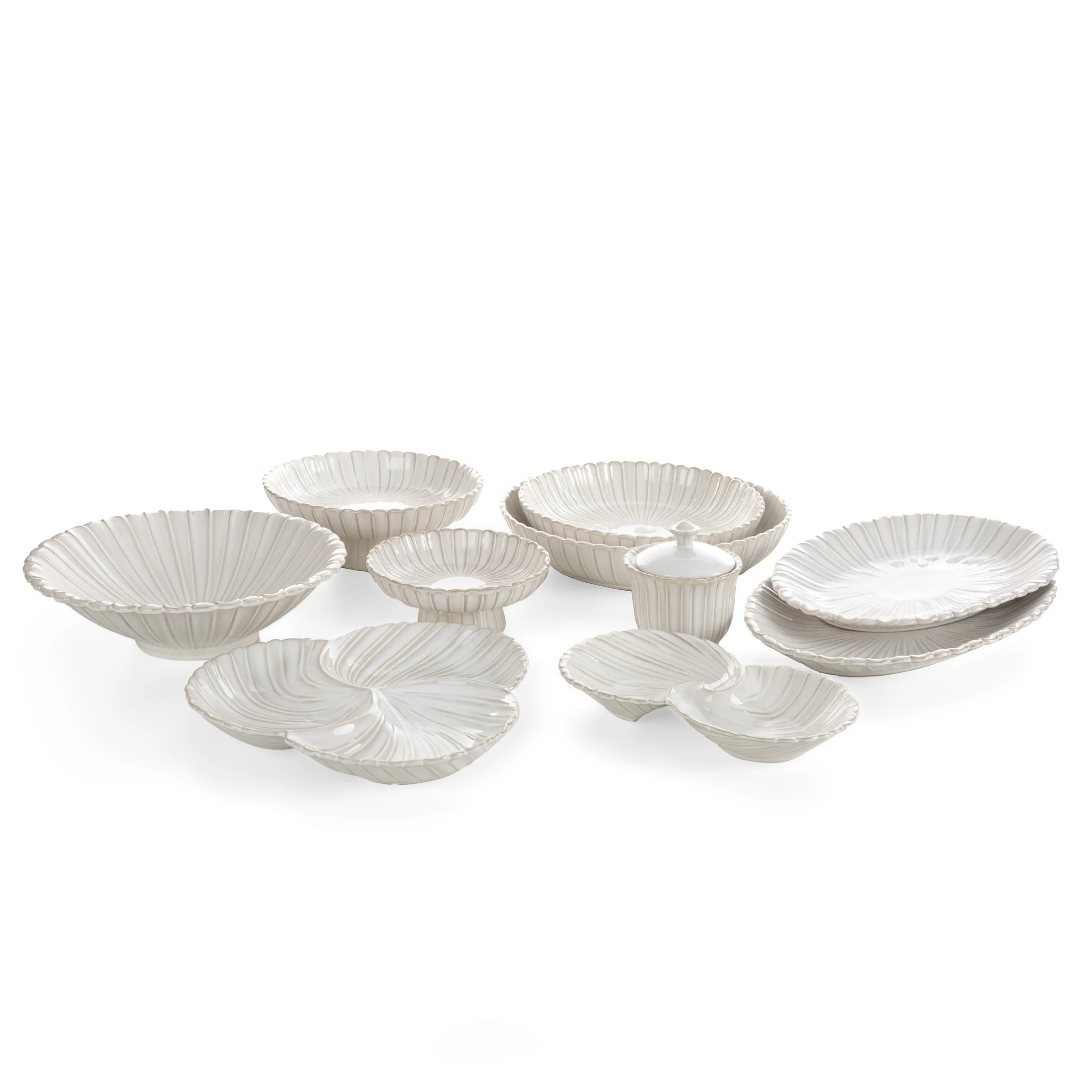 Miseczki ceramiczne dekoracyjne kremowe z przecieranym wzorem w stylu eko 25x25x4 cm AVRIL