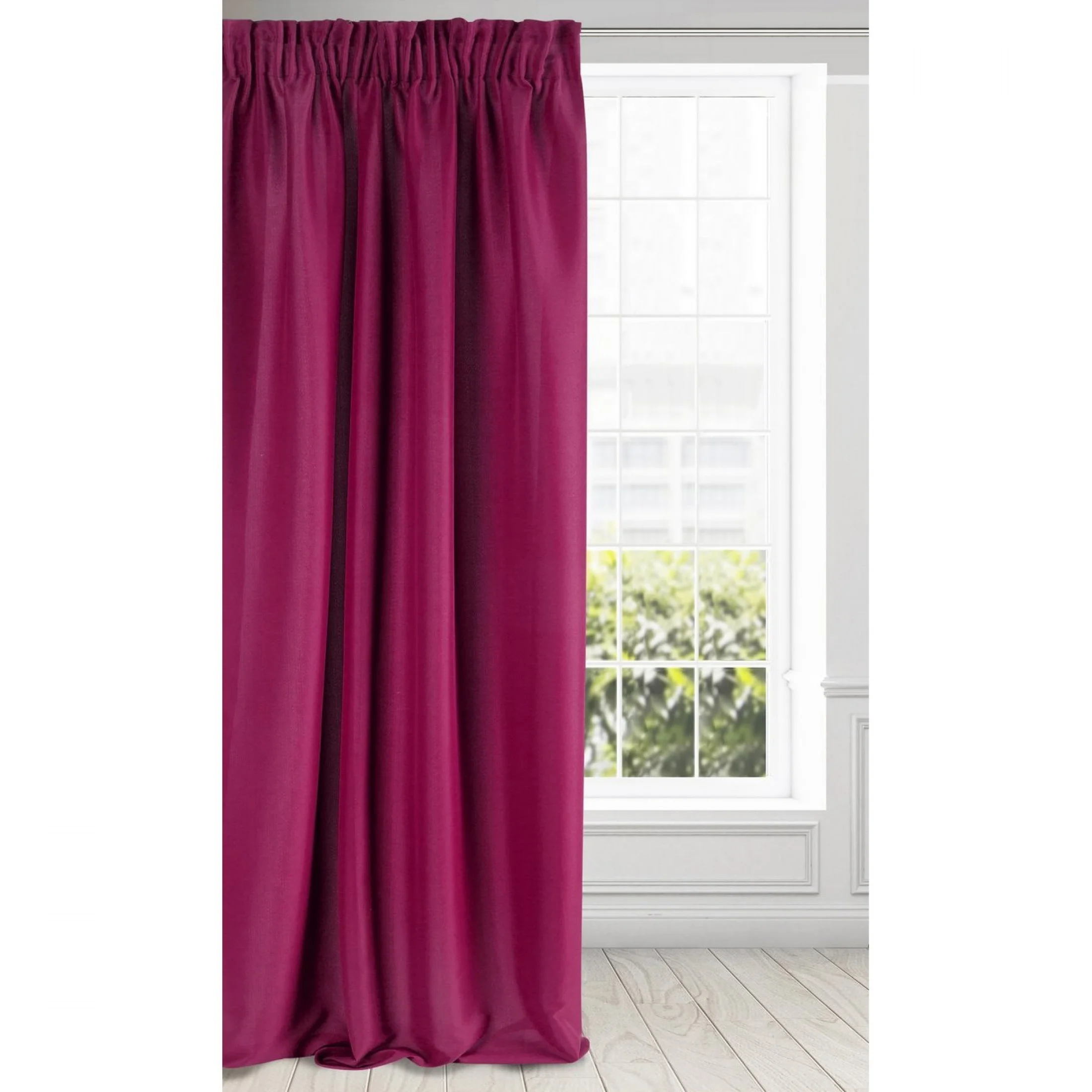 Zasłona amarantowa z matowej gładkiej tkaniny 140x270 cm taśma - RITA