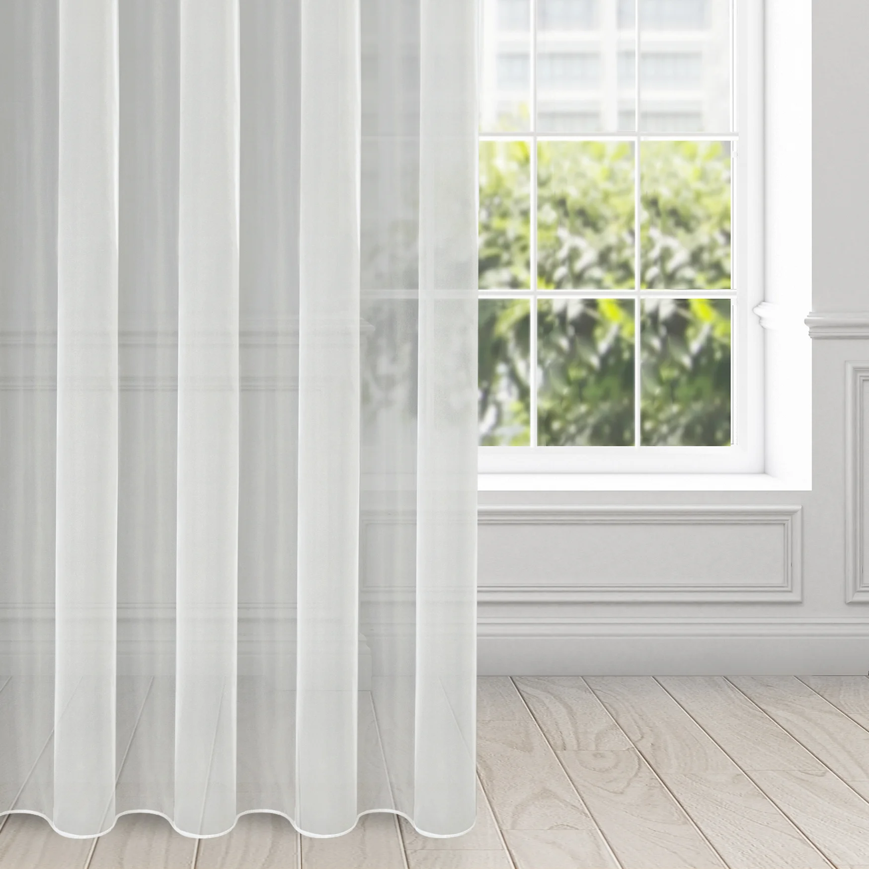 Firana kremowa z gładkiego mlecznego woalu wykończona szwem obciążającym VIOLET 300x260 cm flex 1:2 | eurofirany